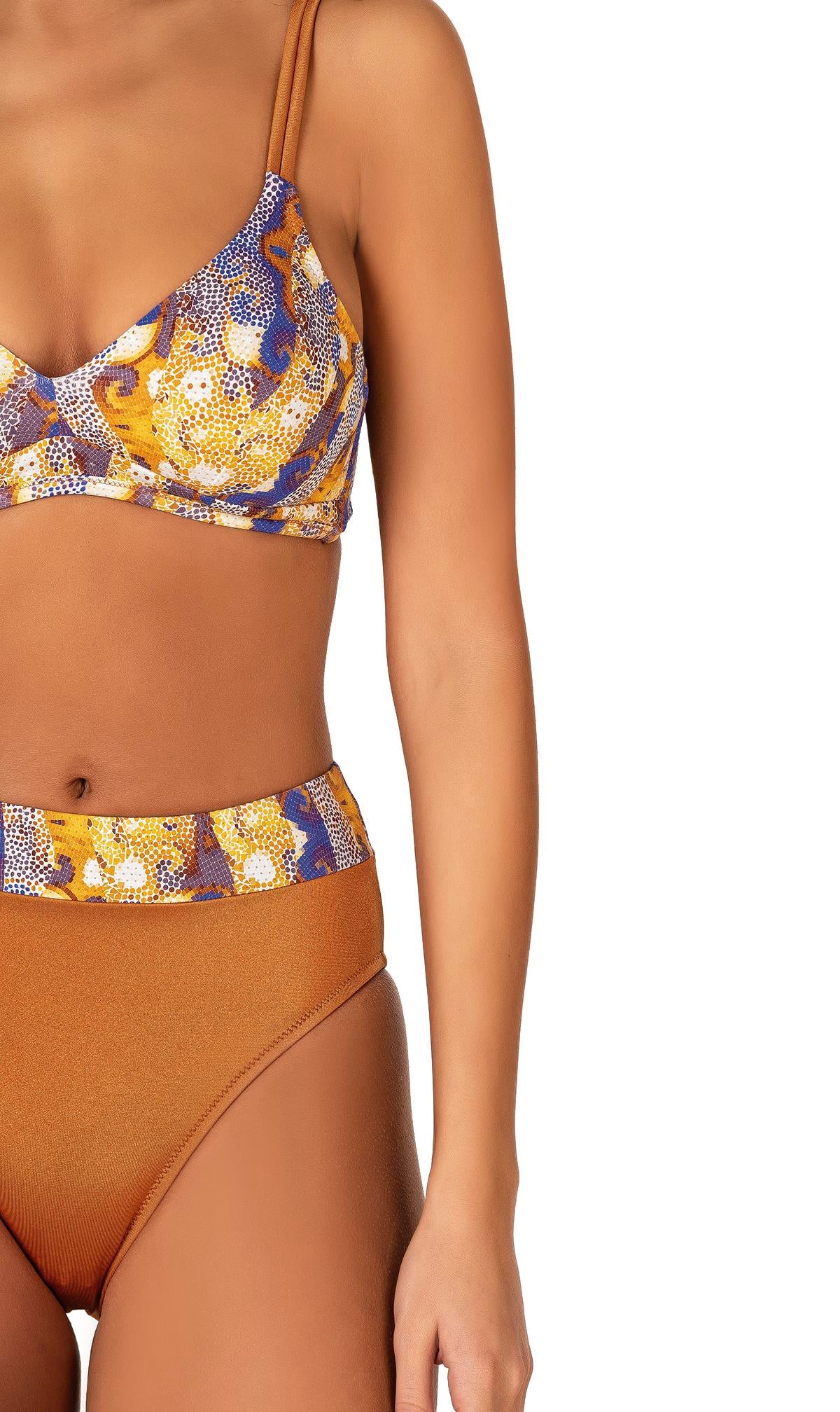 Endeep Kadın Biye Detaylı Toparlayıcı Desenli Bikini Takımı