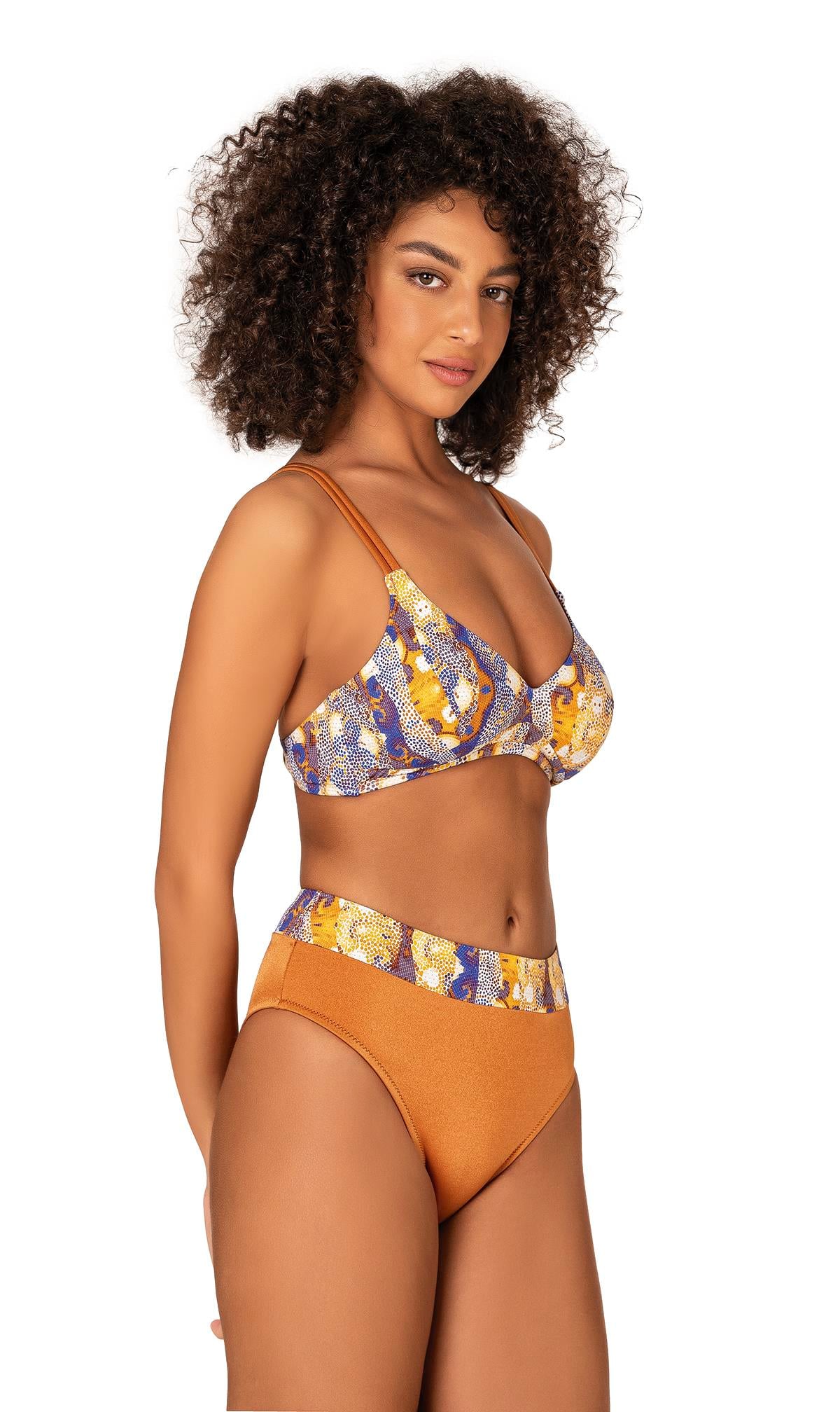 Endeep Kadın Biye Detaylı Toparlayıcı Desenli Bikini Takımı