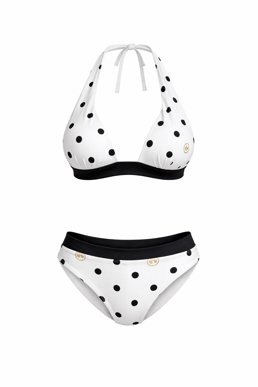 Endeep Kadın Siyah Beyaz Puantiye Desenli Toparlayıcı Bikini Takımı