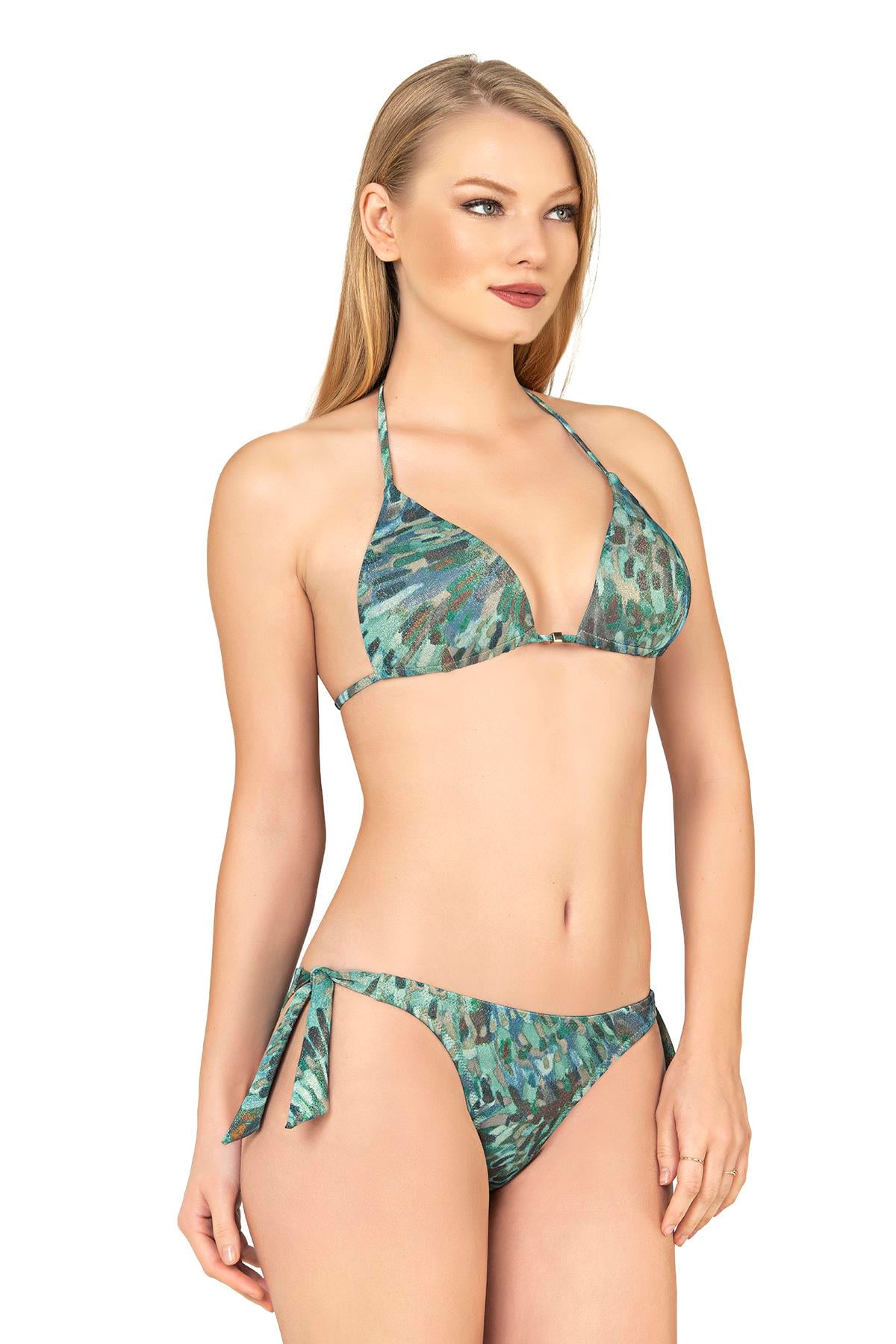 Endeep Kadın Üçgen Yarım Dolgulu Simli Bikini Takımı