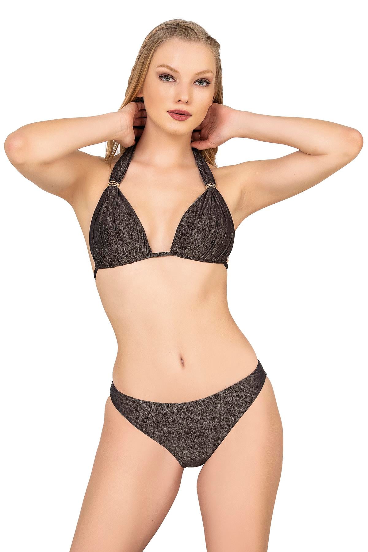 Endeep Kadın Yarım Dolgulu Simli Bikini Takımı