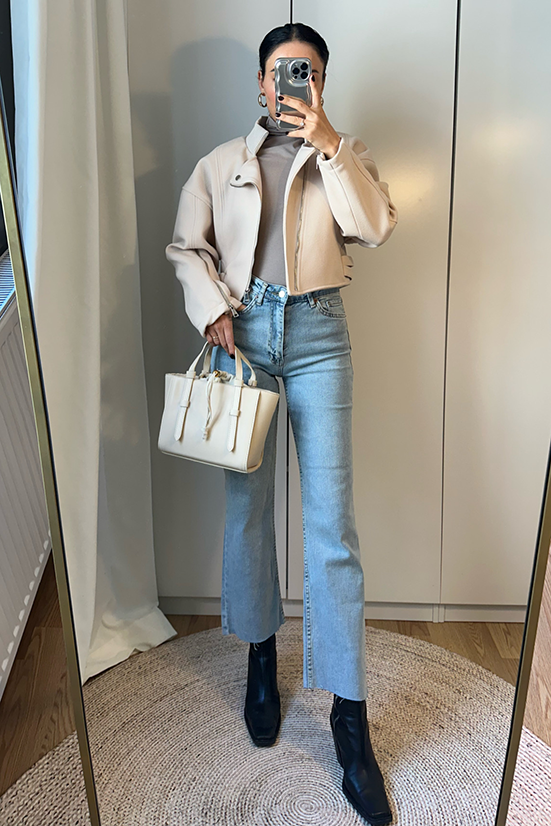 BUZ MAVİSİ KESİK PAÇA FLARE JEAN