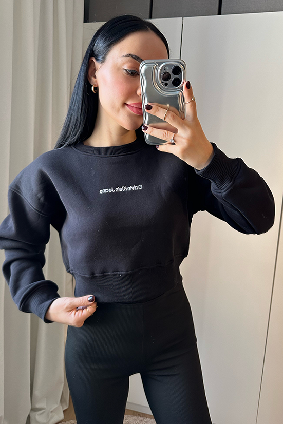 CALVİN KLEİN ŞARDONLU CROP SWEATSHIRT