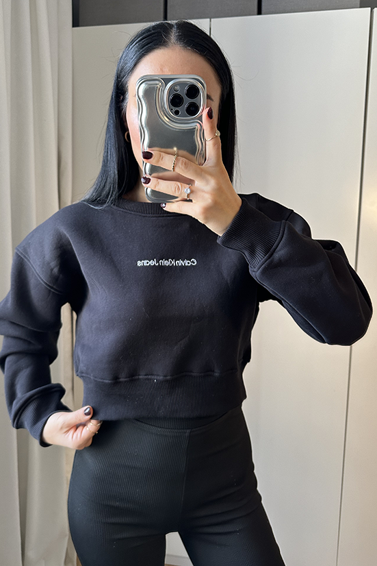 CALVİN KLEİN ŞARDONLU CROP SWEATSHIRT