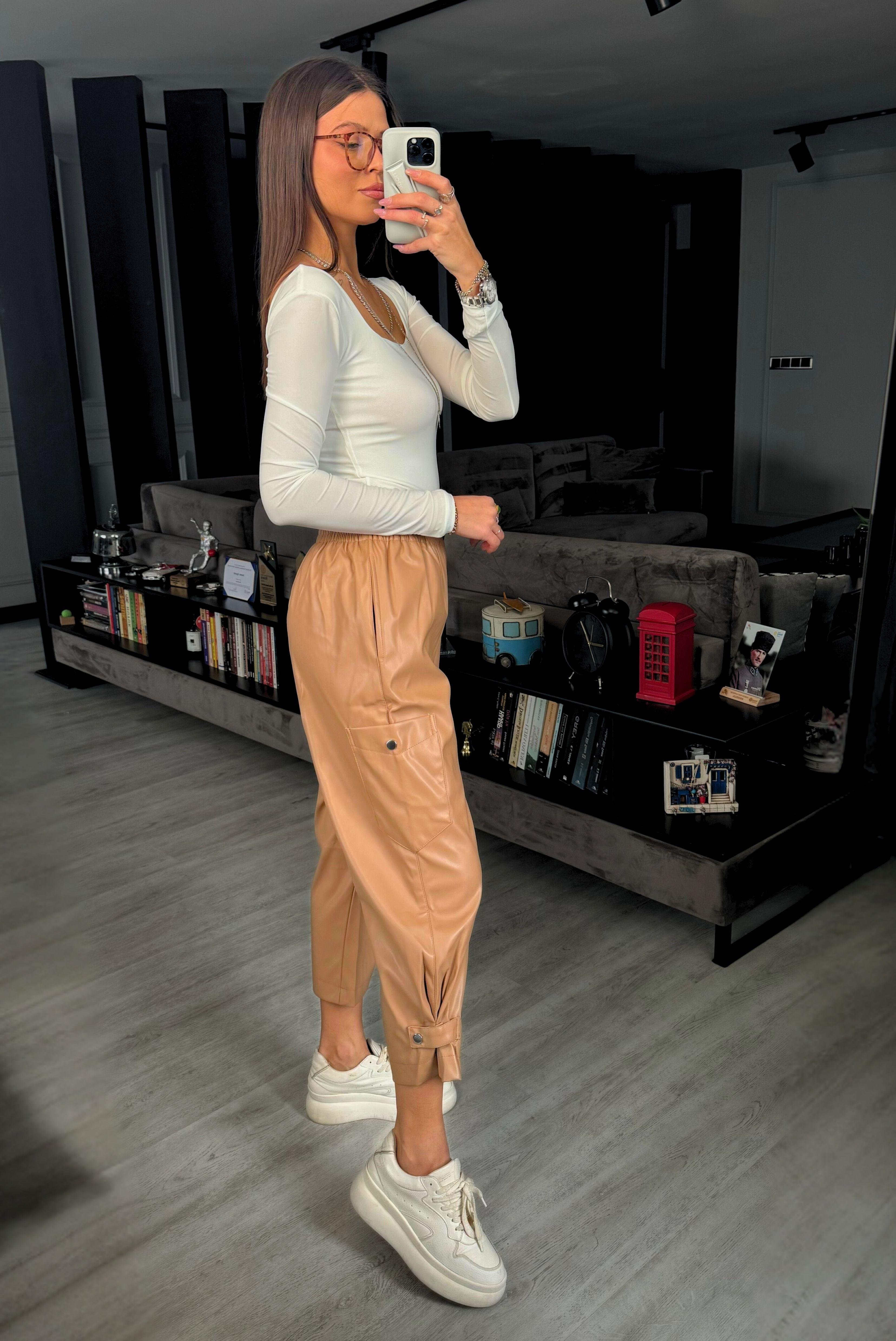 CEP DETAY DERİ PANTOLON
