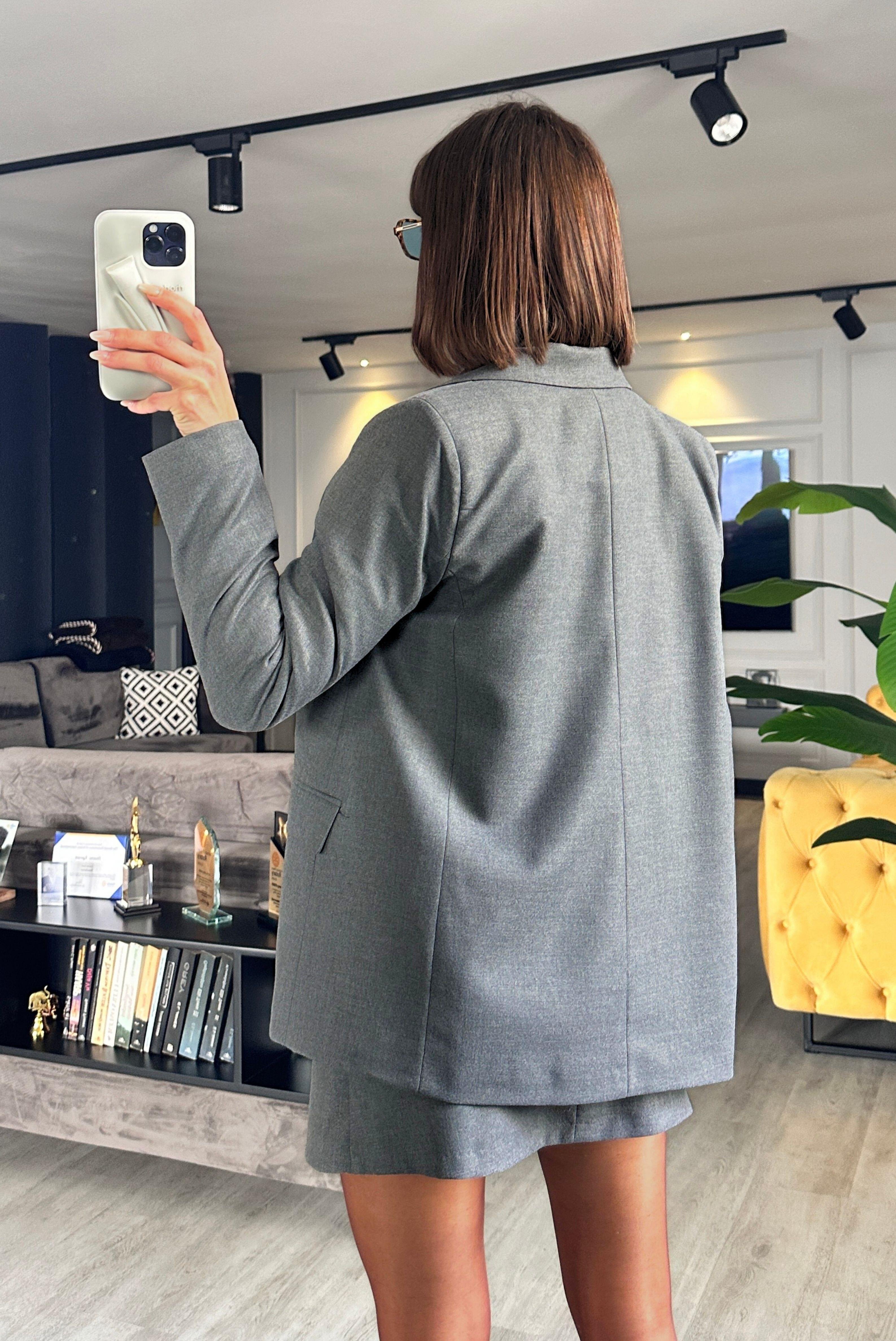 ÇİFT DÜĞMELİ CEPLİ BLAZER CEKET