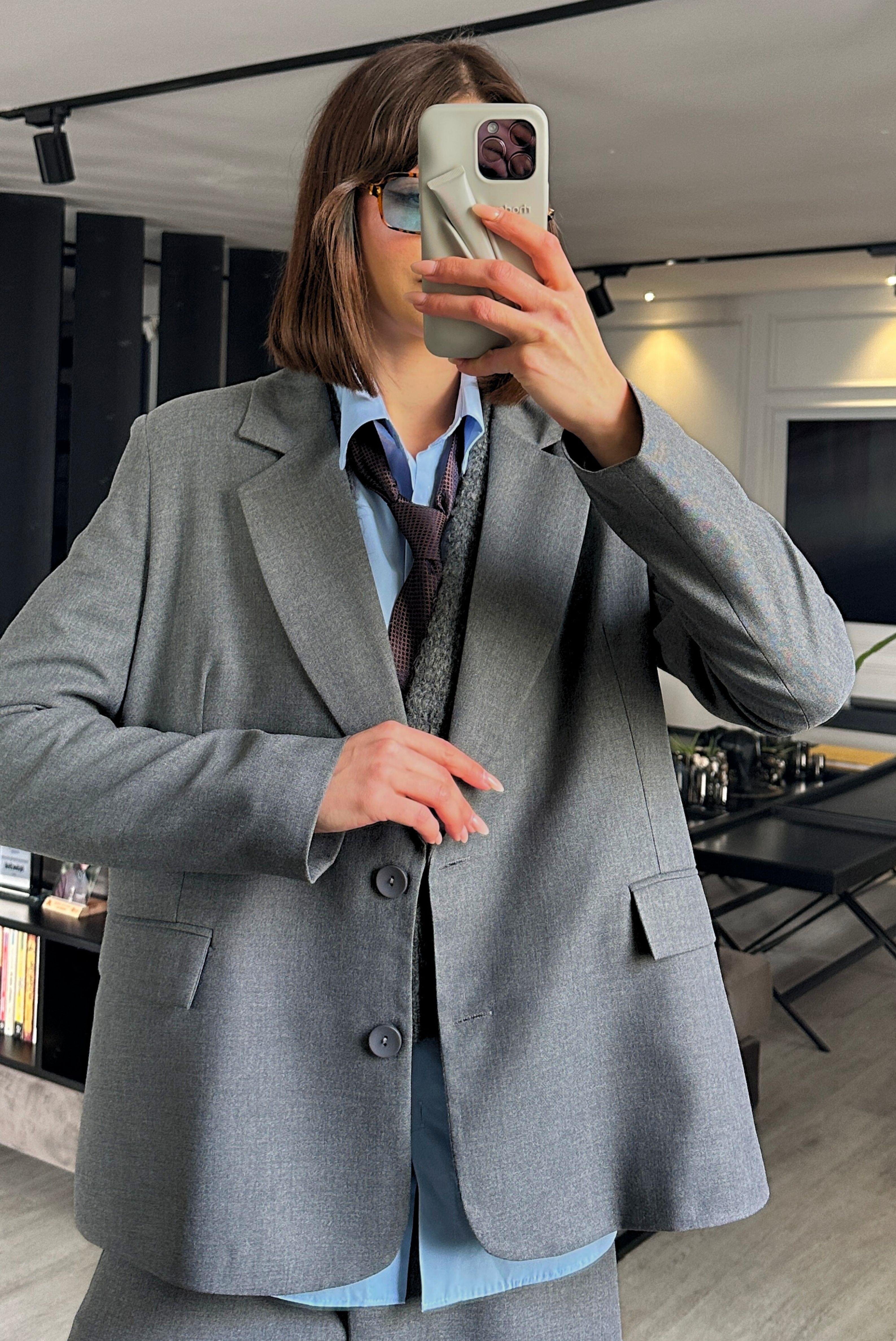 ÇİFT DÜĞMELİ CEPLİ BLAZER CEKET