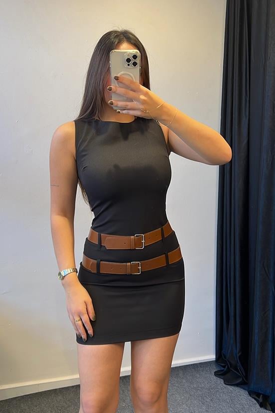 ÇİFT KEMERLİ ZRA ELBİSE