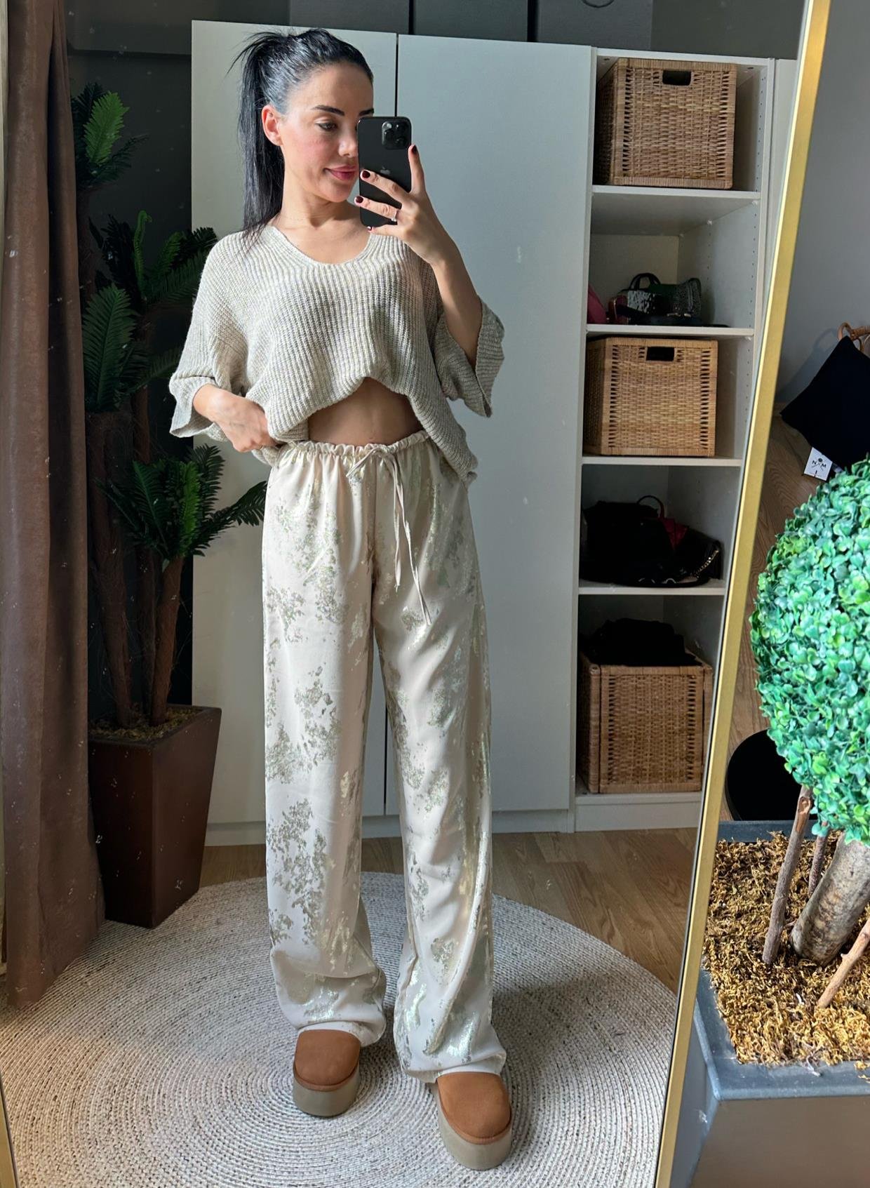 DESENLİ FLORAL  BASKILI PANTOLON