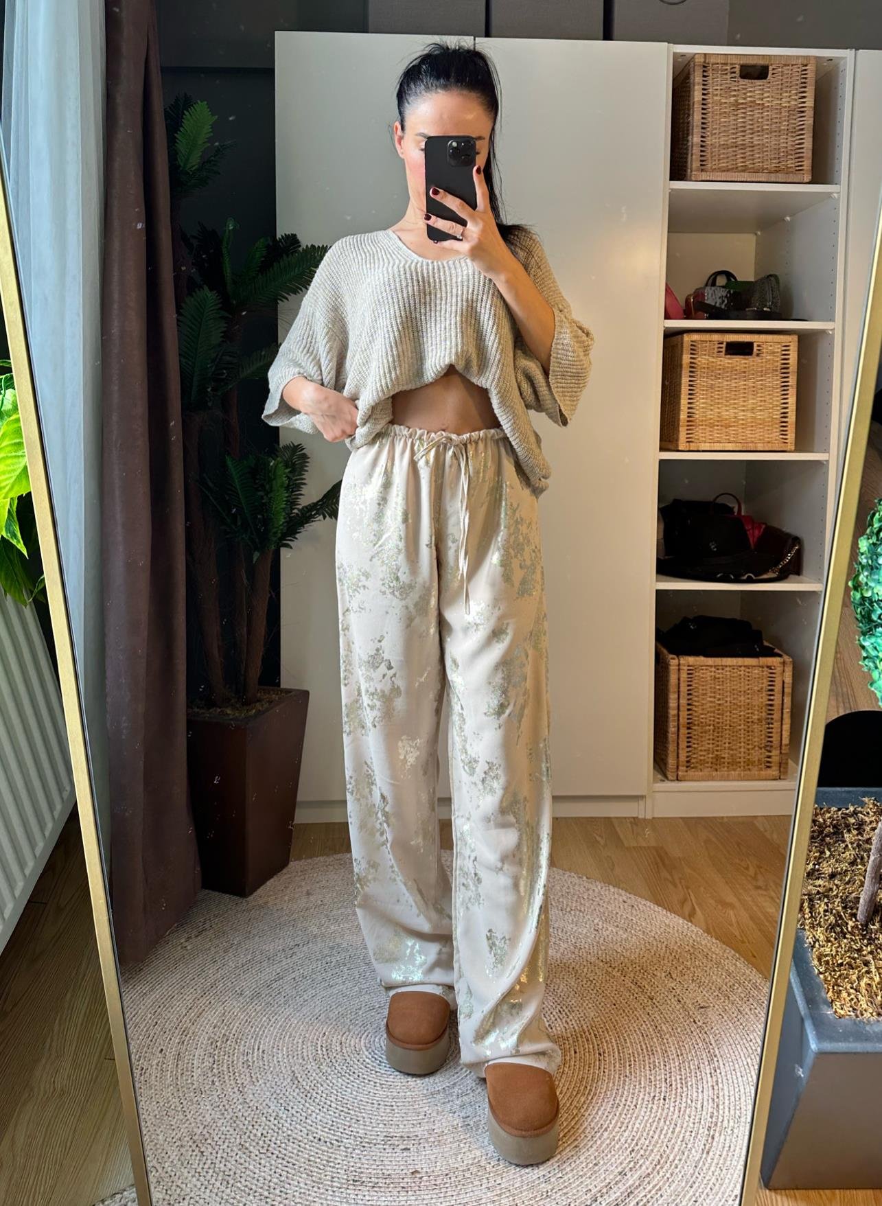 DESENLİ FLORAL  BASKILI PANTOLON