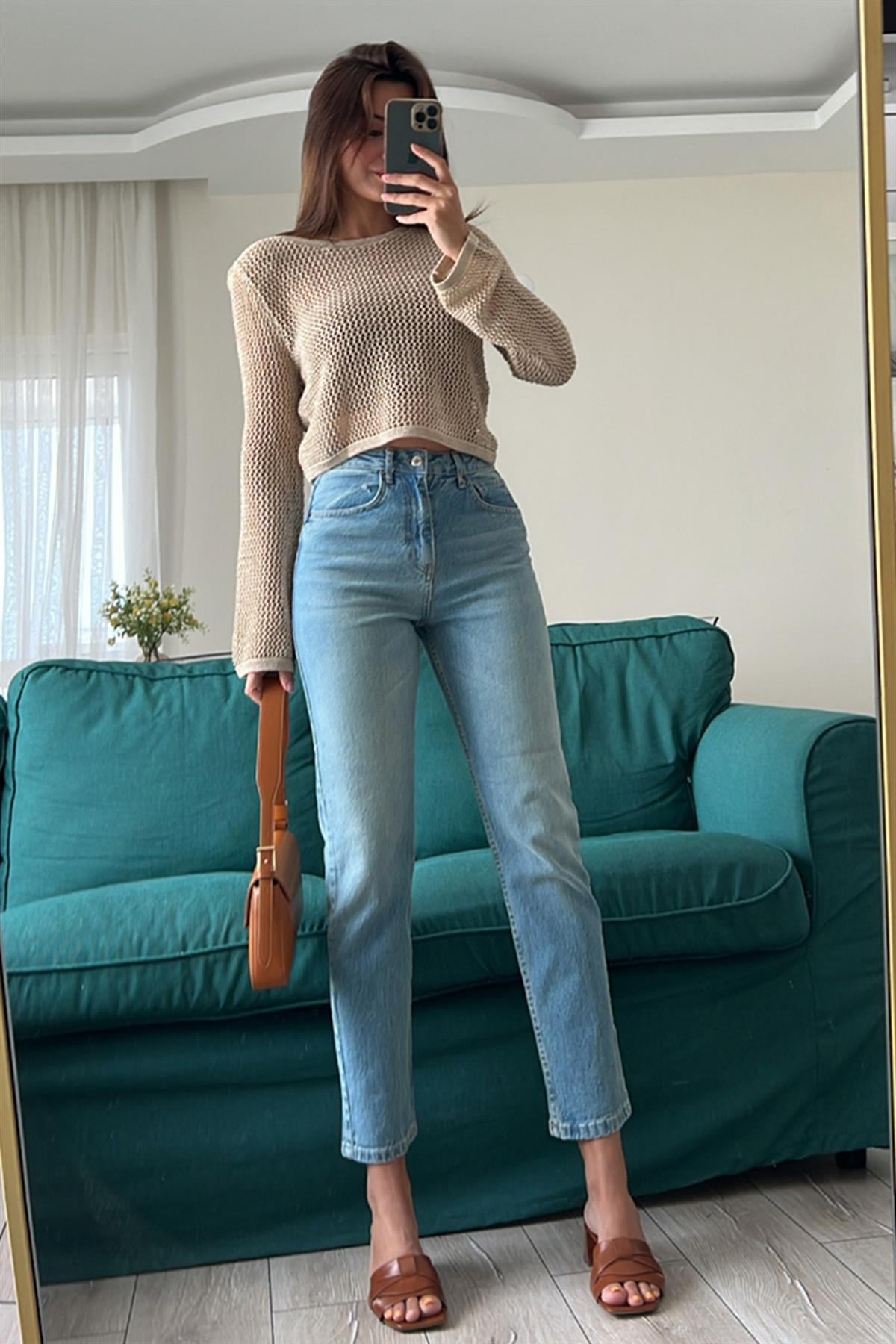 ESKİTME  MAVİ MOM JEAN