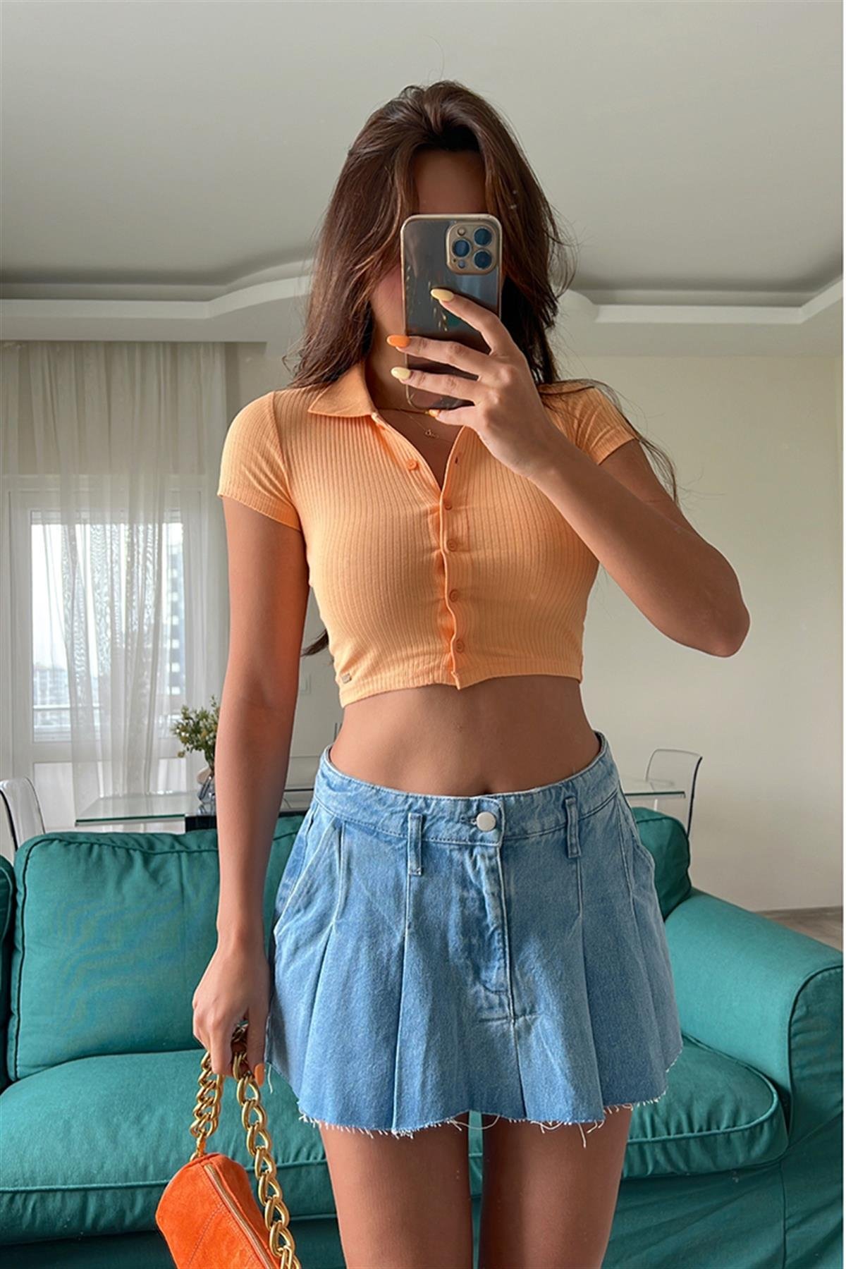 FİTİLLİ POLO YAKA BASİC TOP
