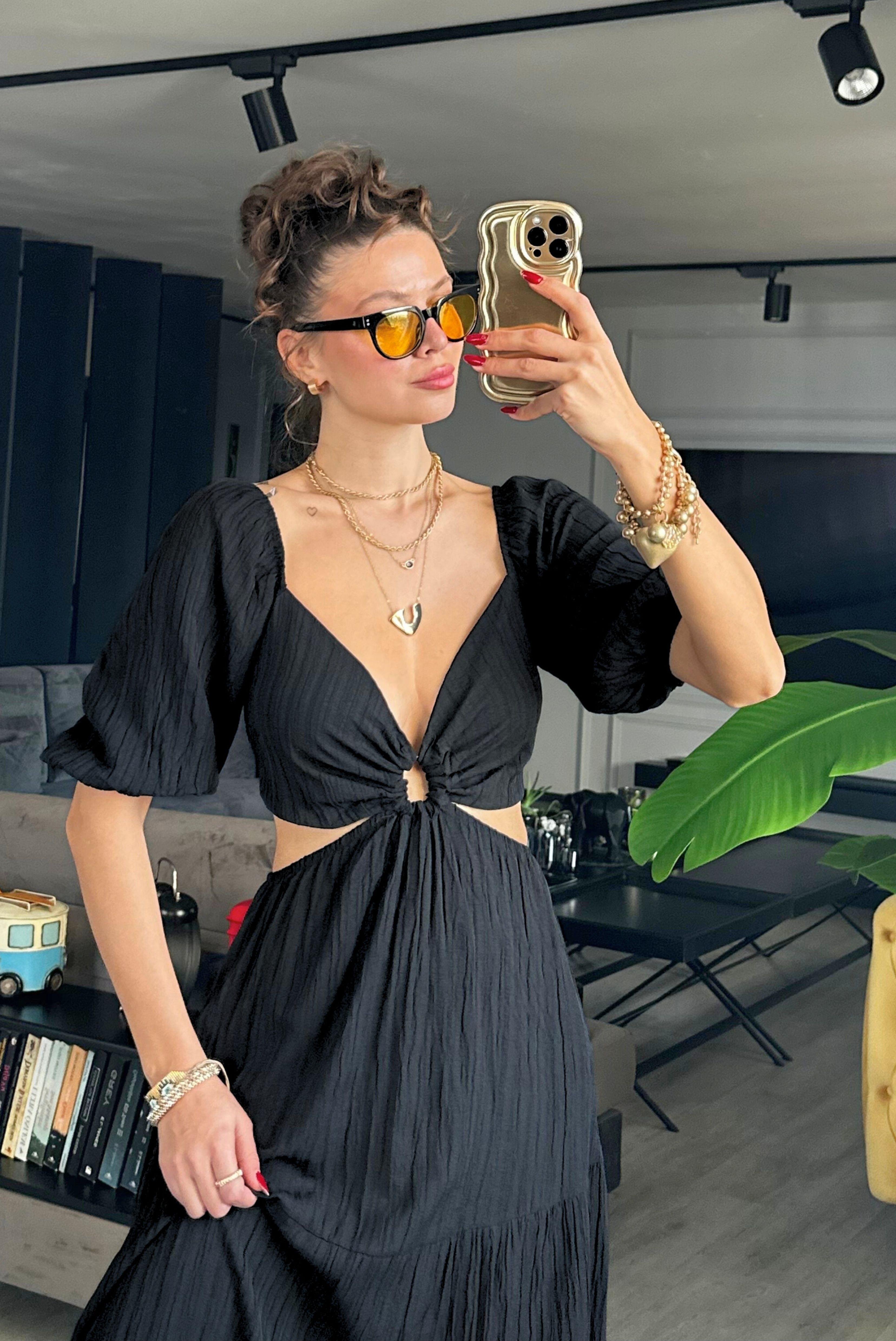 GOFRE DEKOLTELİ  ELBİSE