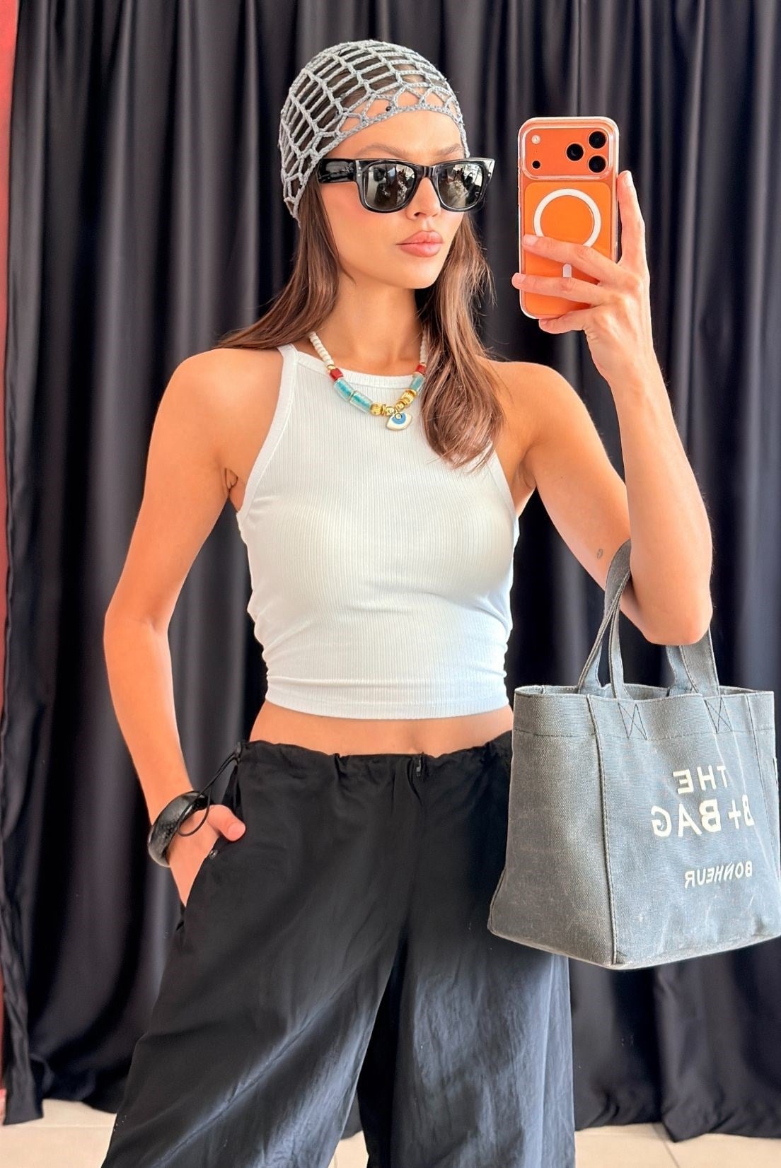 HANDMADE GRİ PULLU FİLE ŞAPKA