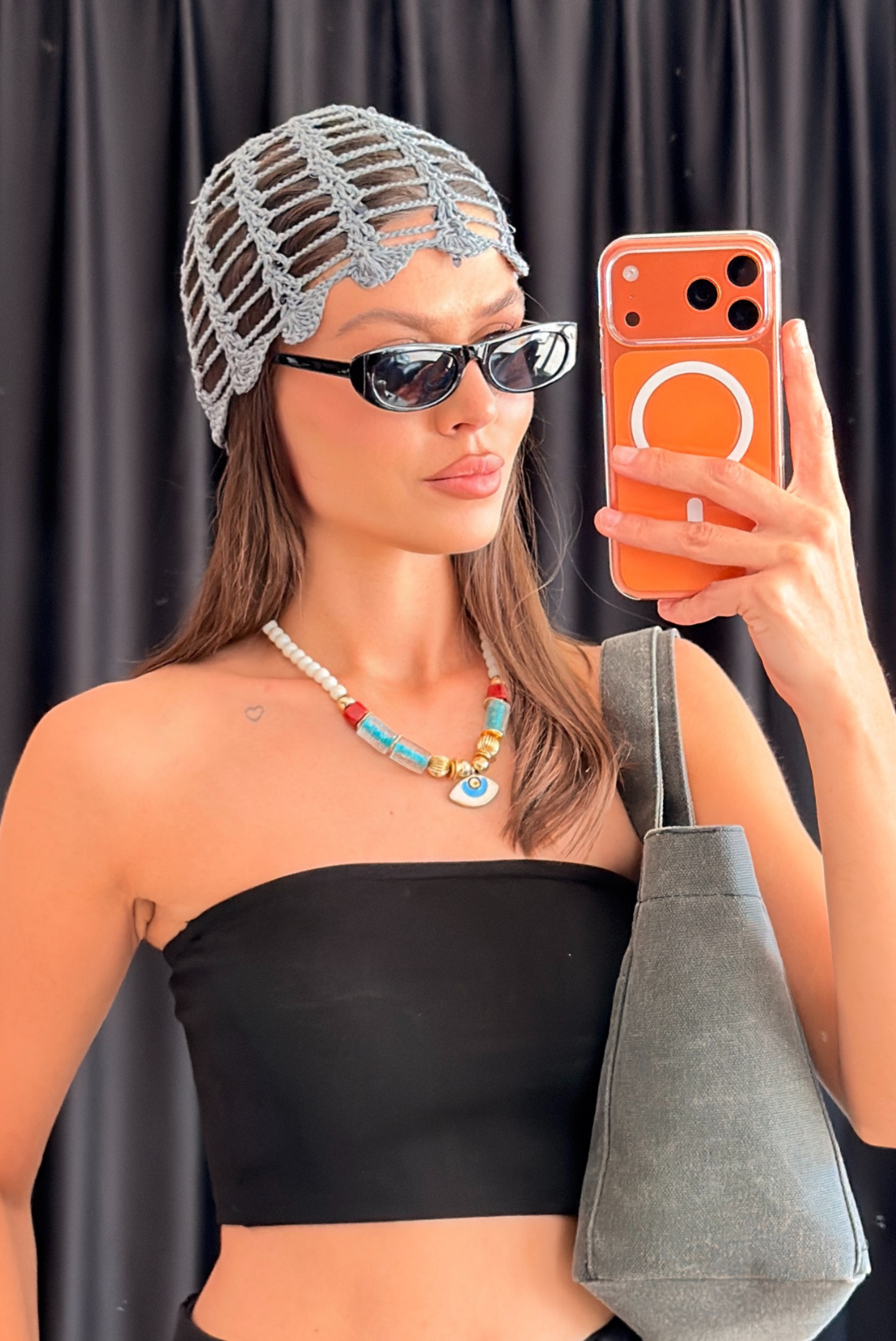 HANDMADE GRİ PULLU ÖRME ŞAPKA