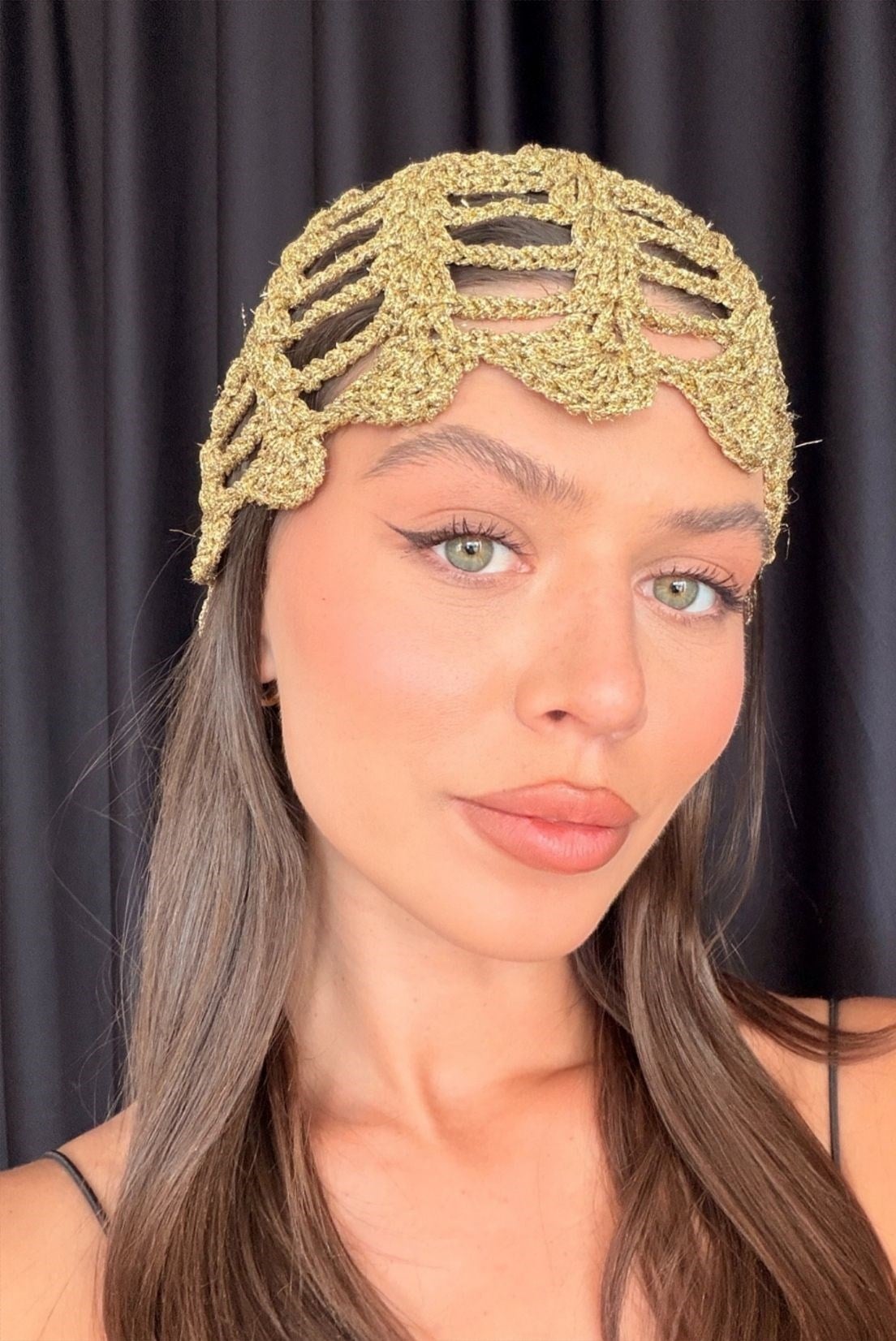 HANDMADE LUREX GOLD ÖRGÜ ŞAPKA