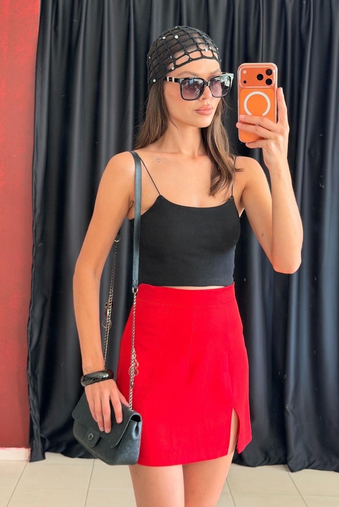 HANDMADE SİYAH PULLU FİLE ŞAPKA