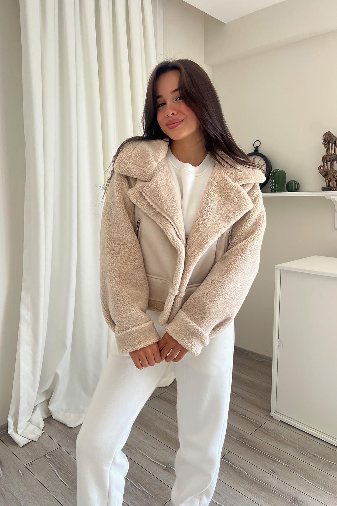 KALY SUNİ KÜRKLÜ SÜET BİKER CEKET