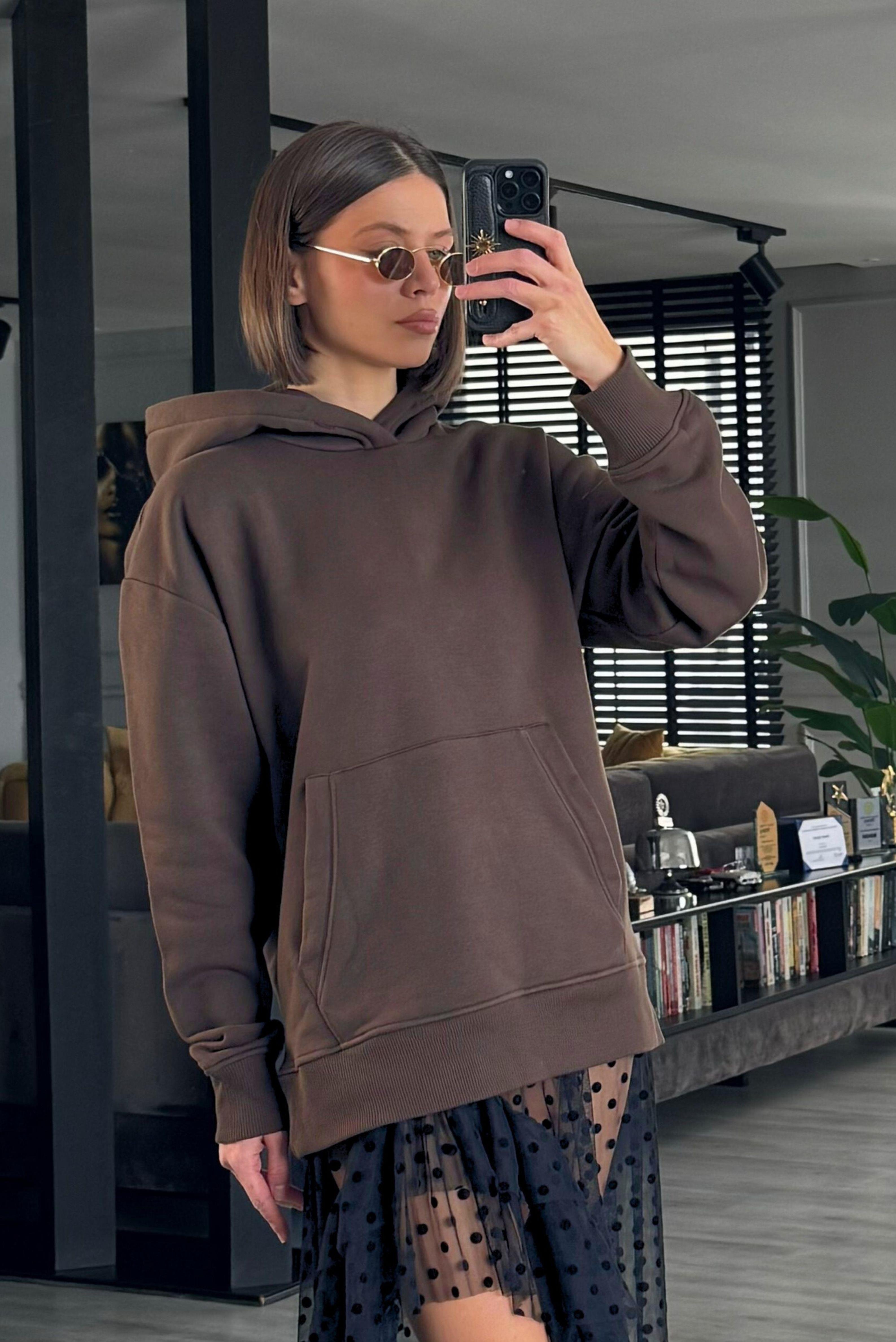 KAPÜŞONLU CEPLİ OVERSİZE  SWEAT