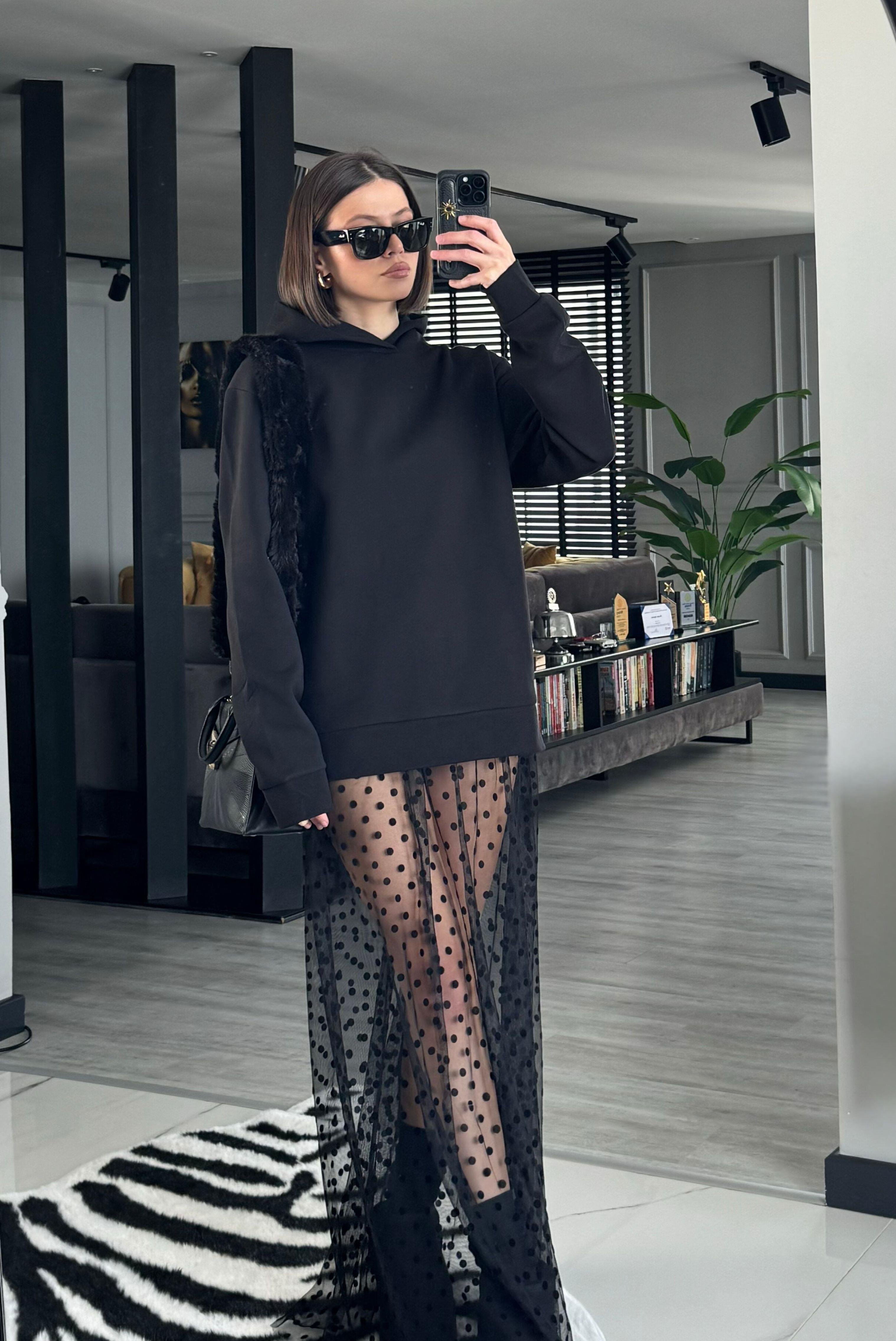KAPÜŞONLU ŞARDONLU SWEAT