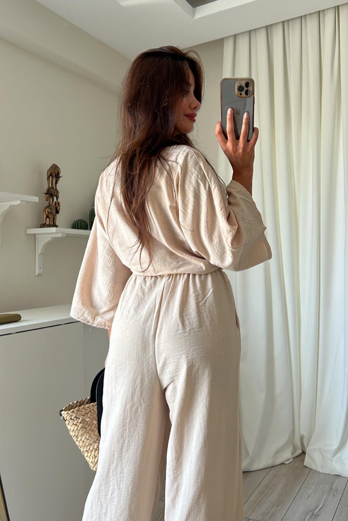 KETEN BLUZ PANTOLON TAKIM