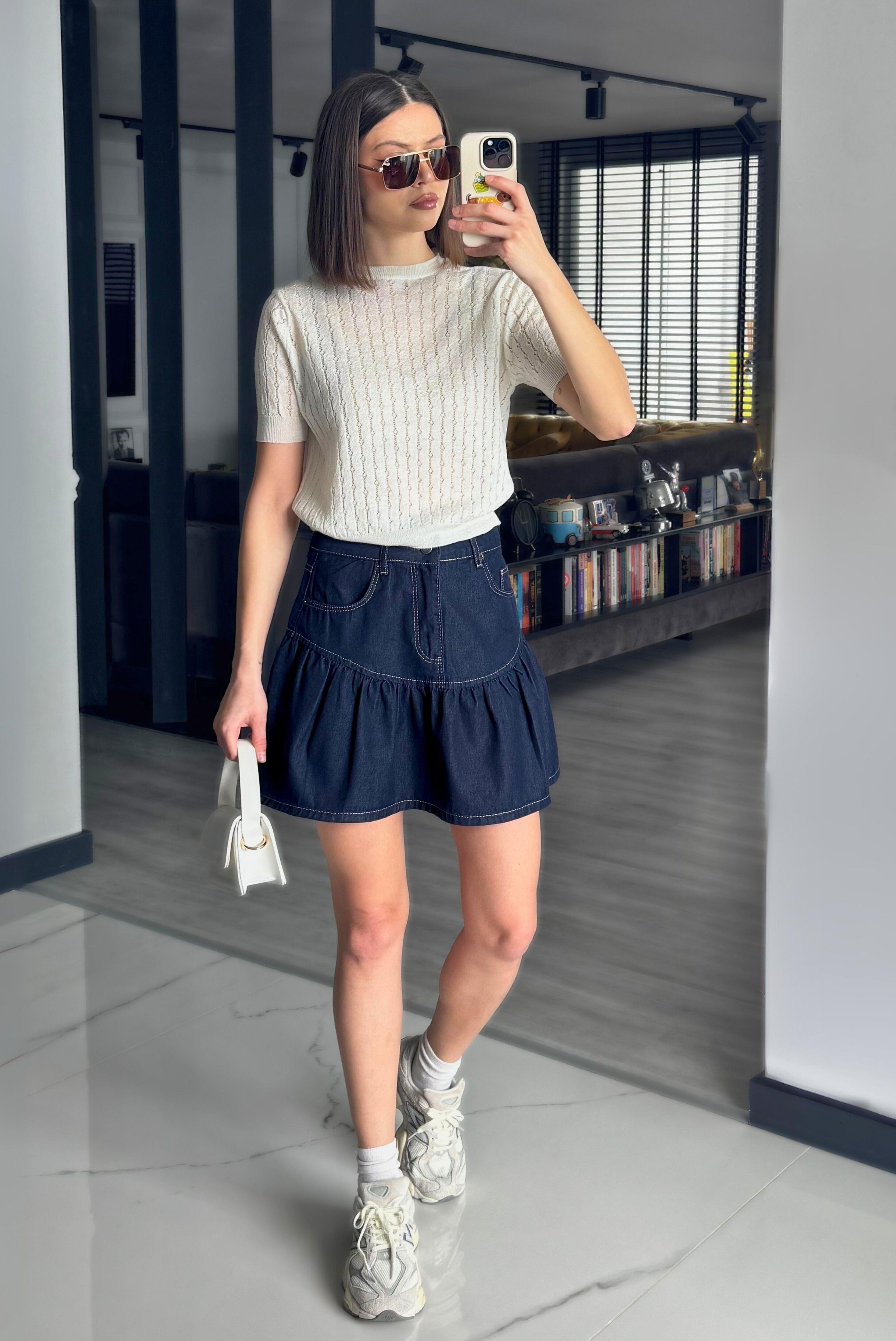KISA KOLLU TRİKO BLUZ