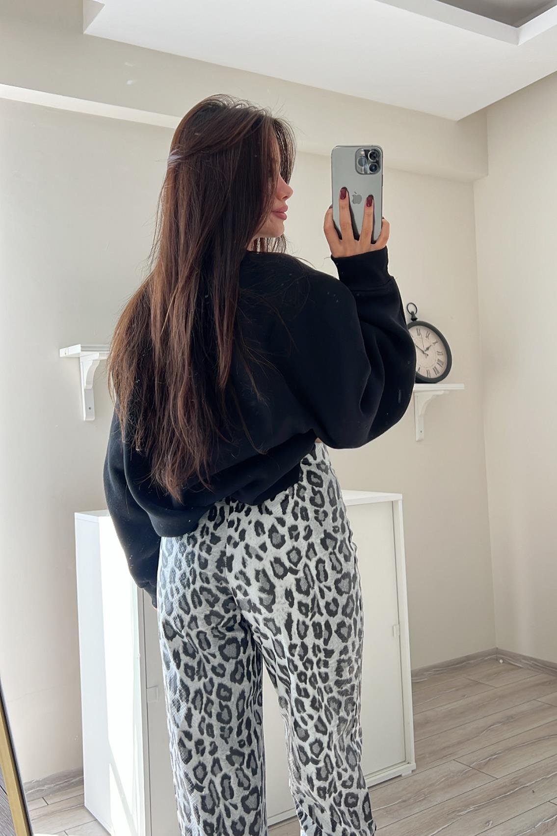 LEOPAR DESEN DERİ PANTOLON