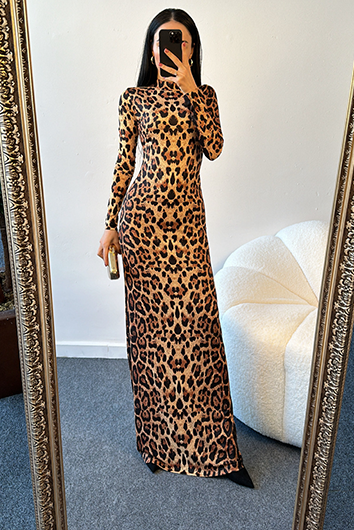 LEOPAR DESEN LİESS  ELBİSE