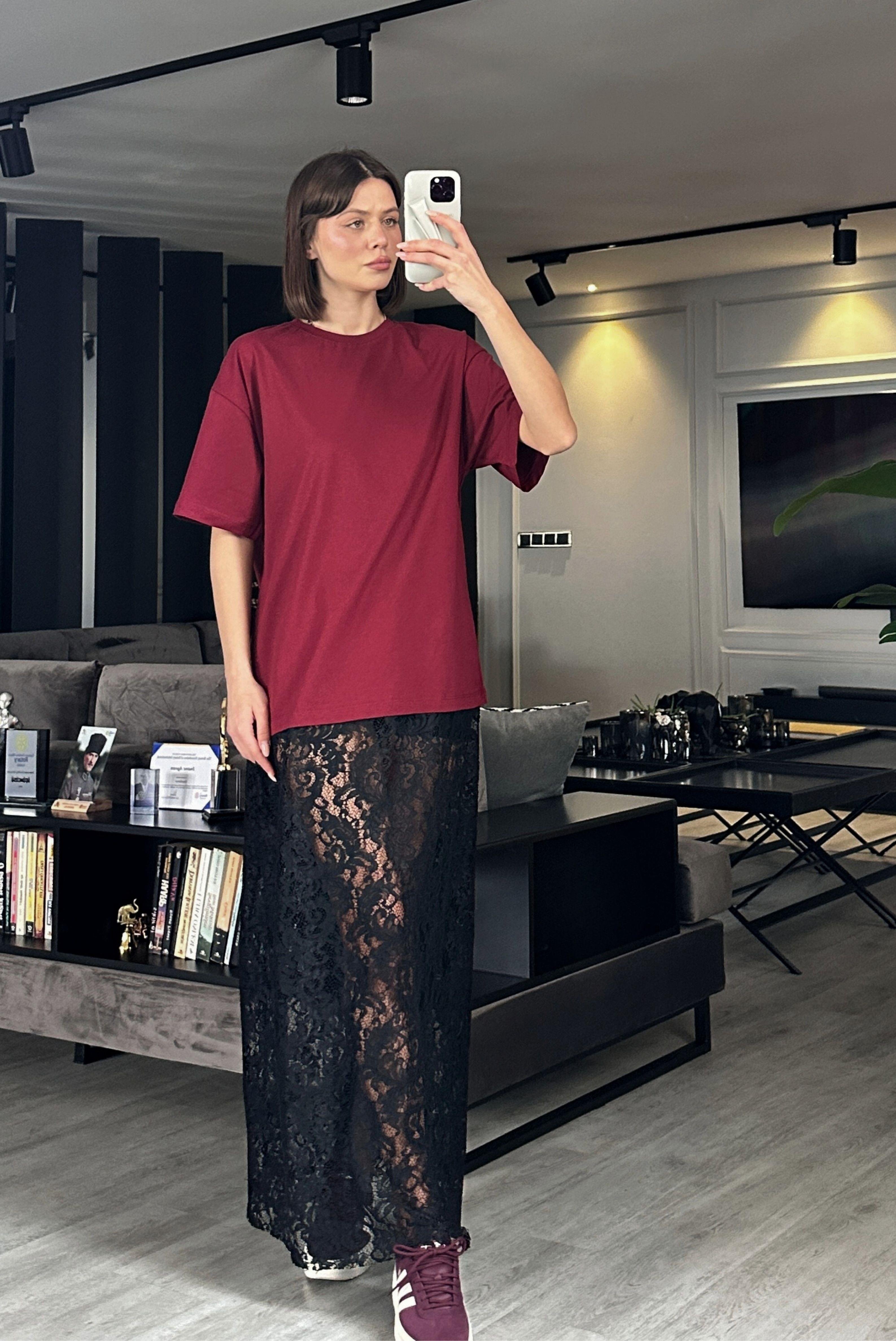 OVERİSZE PAMUKLU TSHİRT