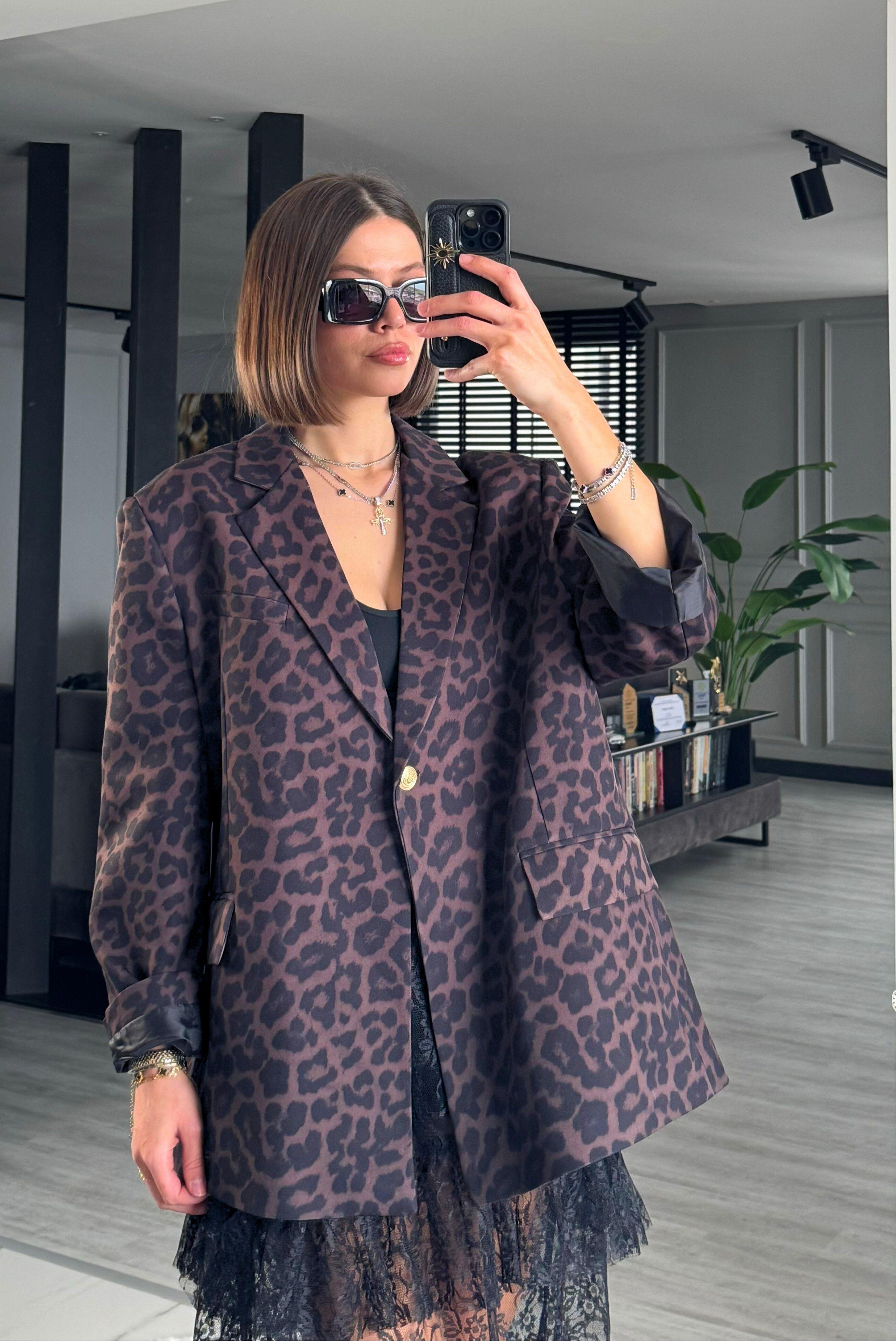 OVERSİZE LEO DESENLİ BLAZER CEKET