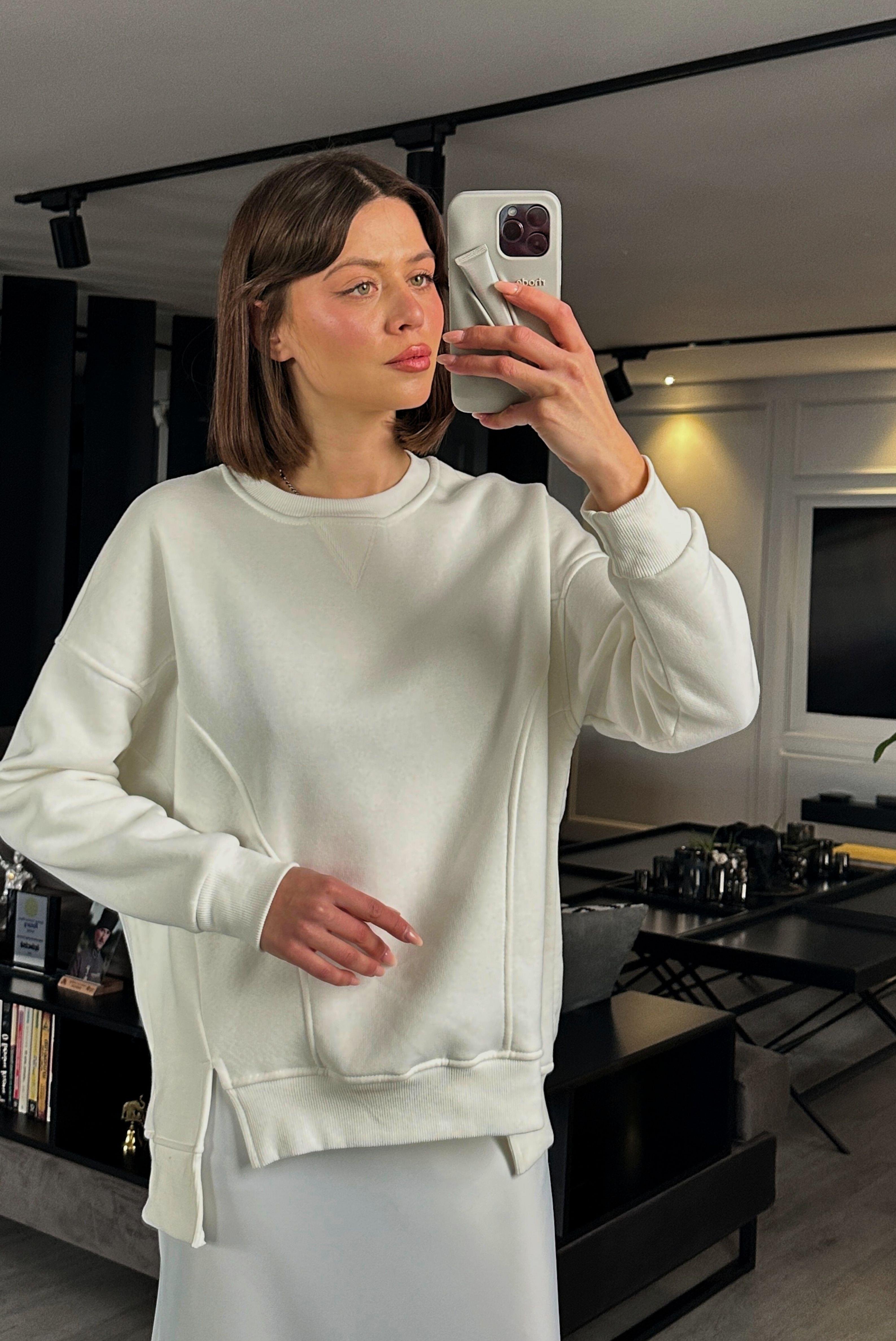 OVERSİZE ŞARDONLU DETAYLI SWEAT