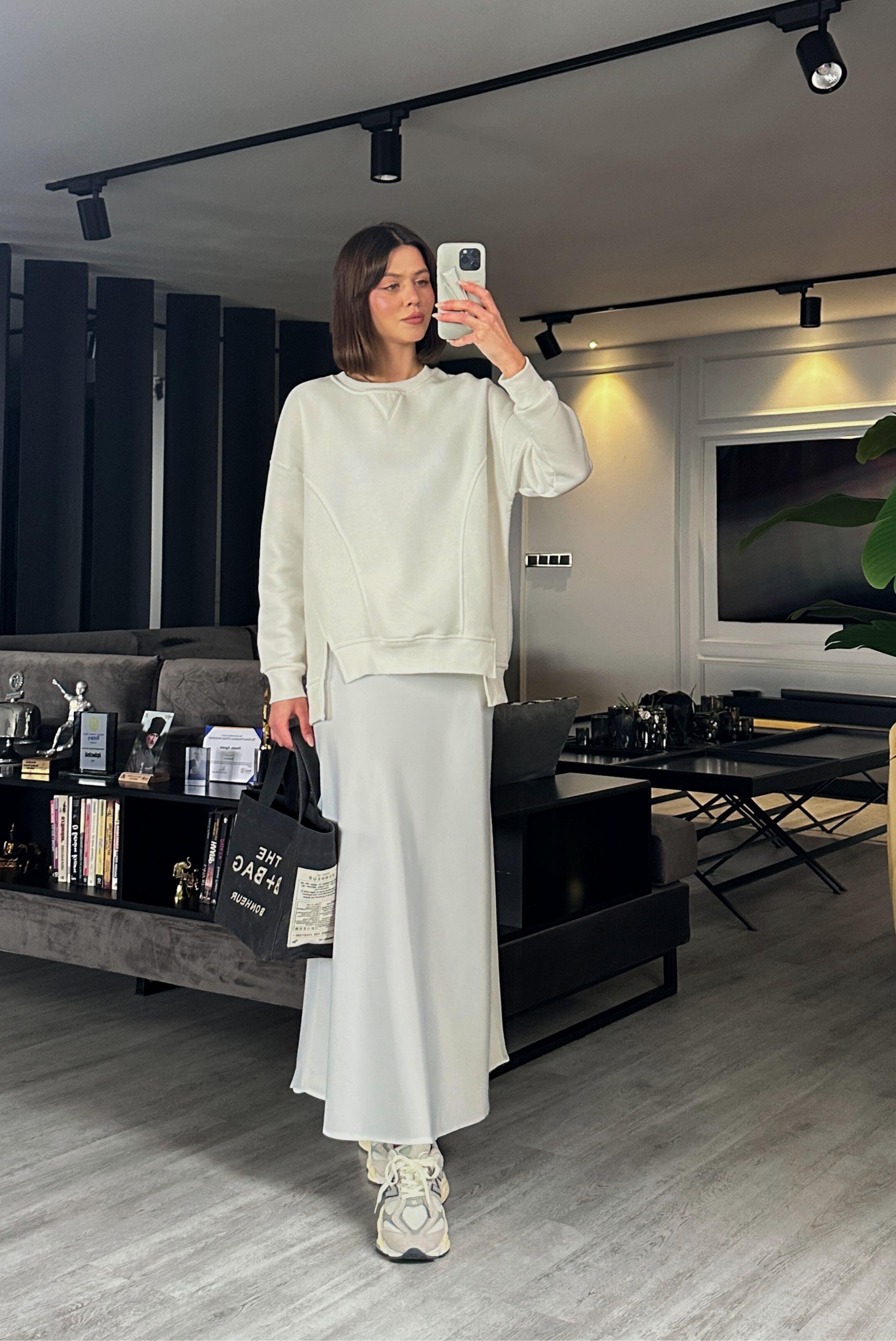 OVERSİZE ŞARDONLU DETAYLI SWEAT