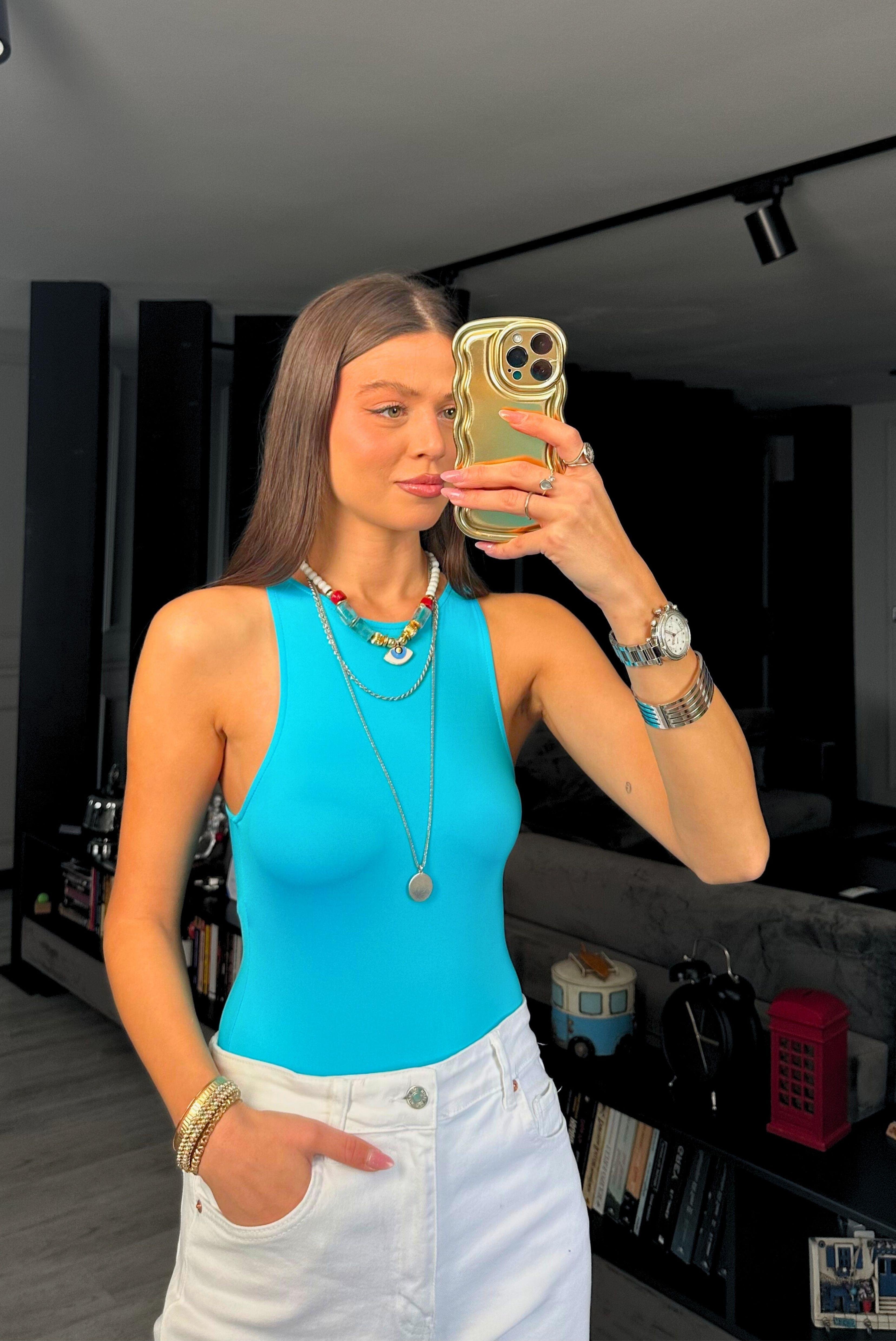 PAMUKLU KALIN ASKILI SANDY BODYSUİT