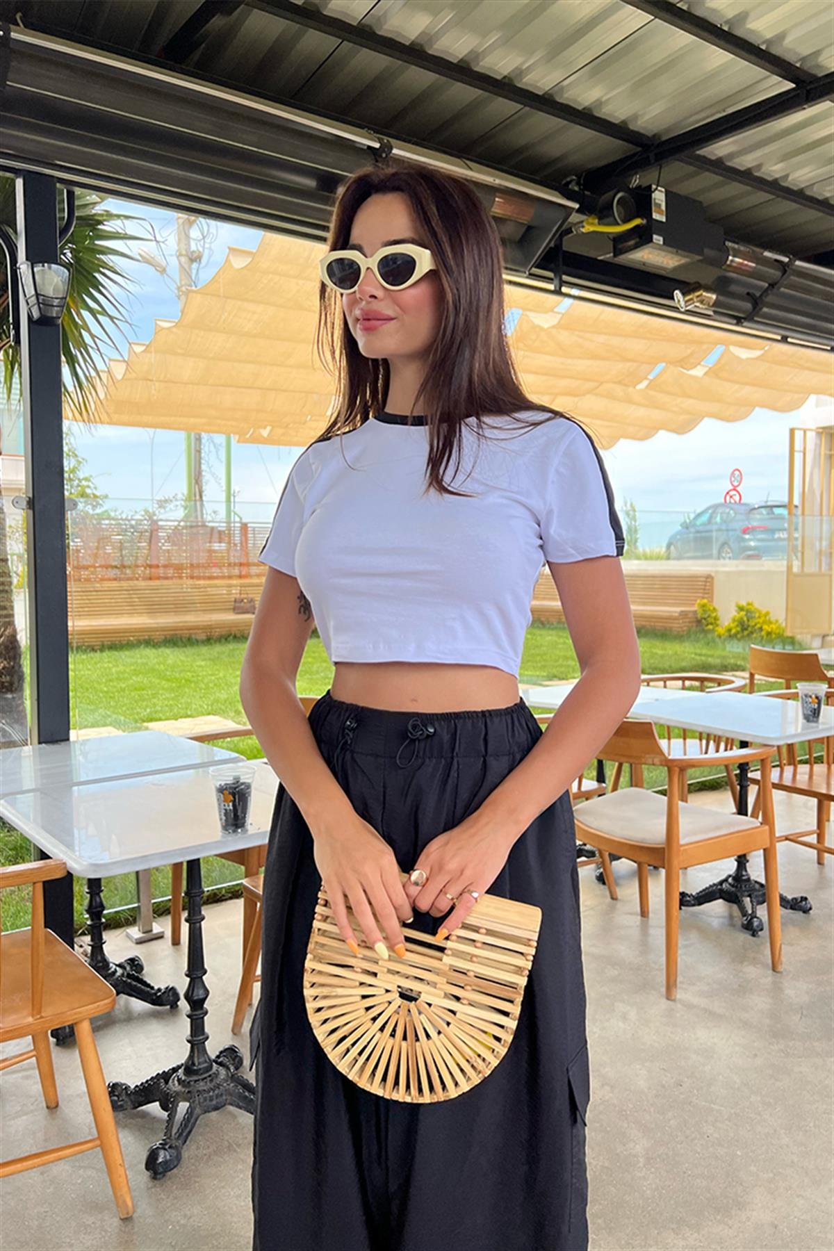 SİYAH BEYAZ PAMUKLU  TOP
