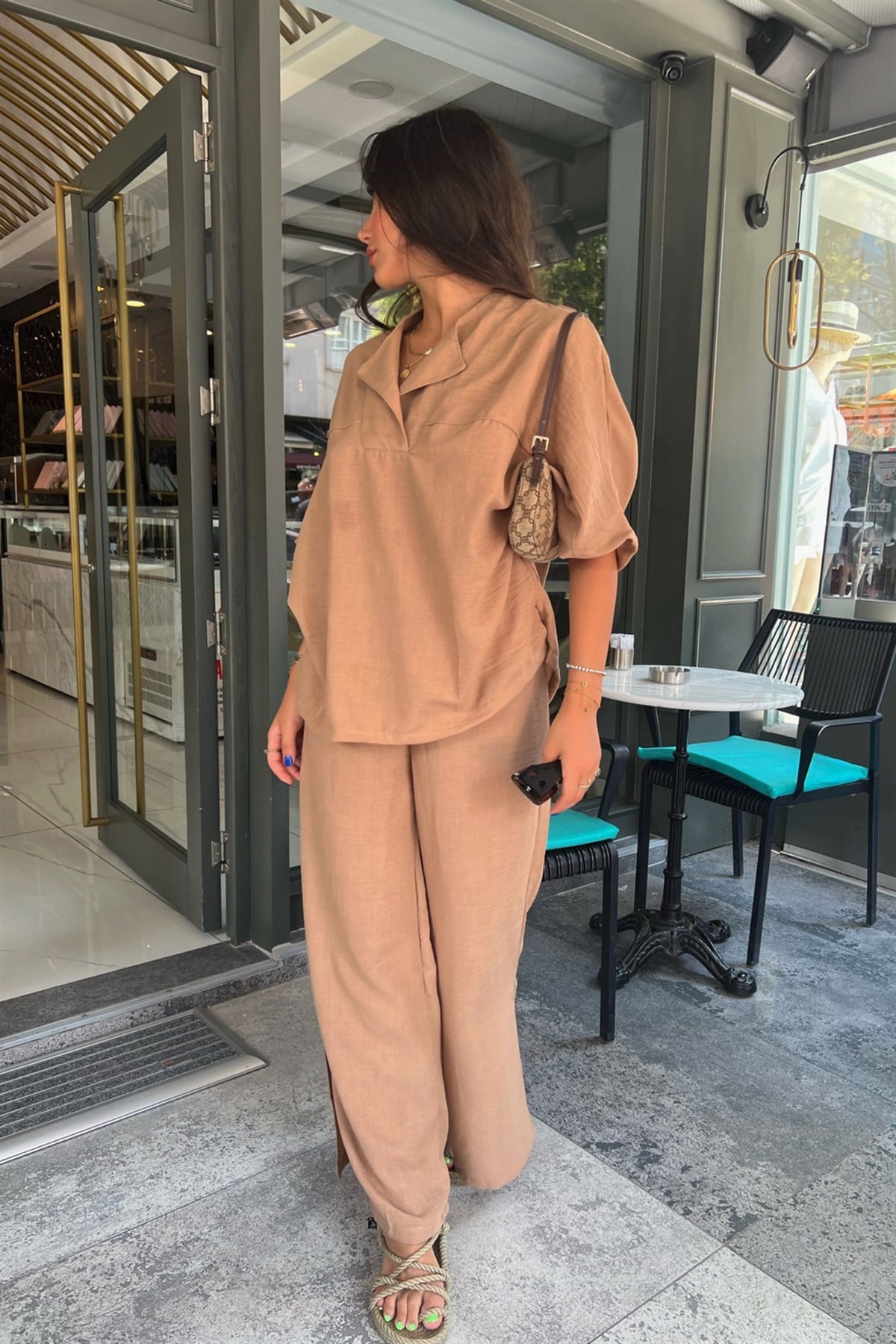 ZARA KETEN YIRTMAÇLI TAKIM