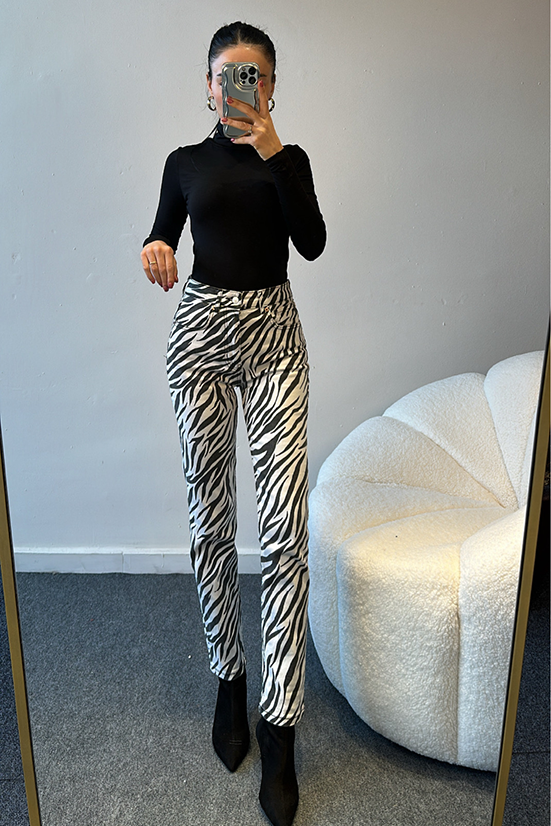 ZEBRA DESEN DENİM PANTOLON