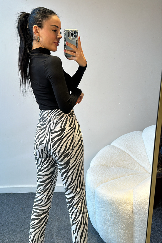 ZEBRA DESEN DENİM PANTOLON