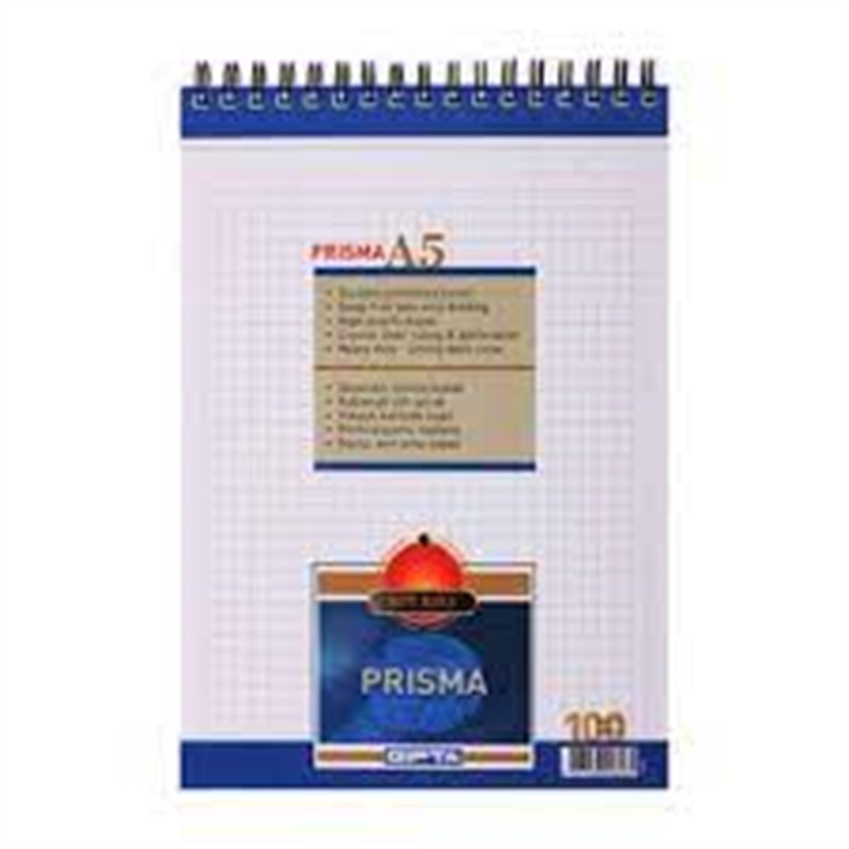 Gıpta Bloknot Prisma Spiralli Karton Kapak Kareli 100 YP A5 1380