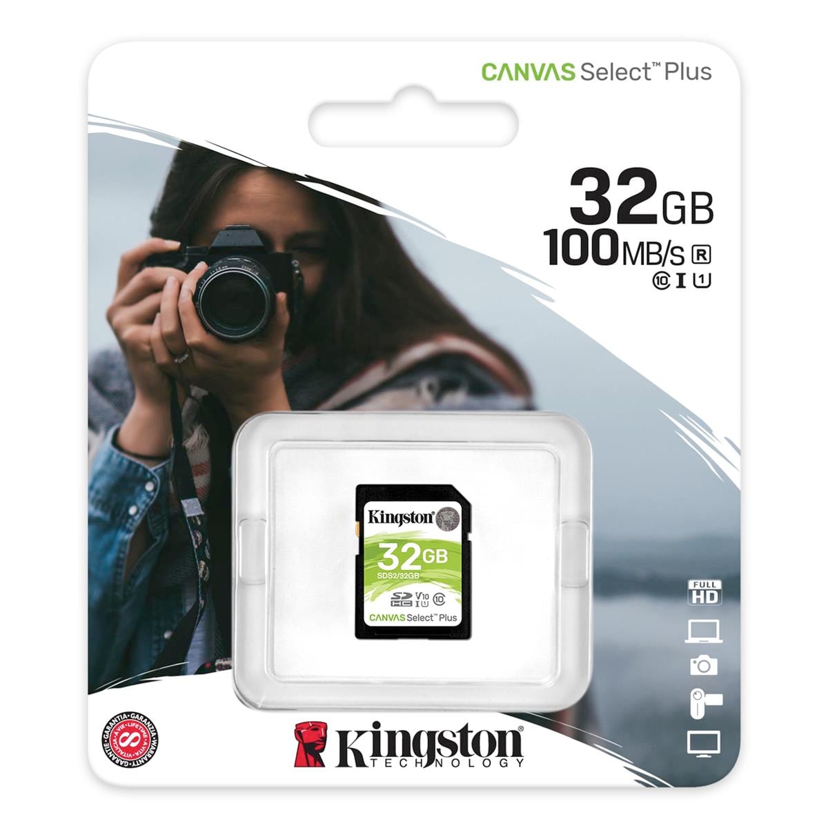 Kingston SDS2/32GB 32GB SDHC Canvas Select Plus 100R C10 UHS-I U1 V10 Hafıza Kartı
