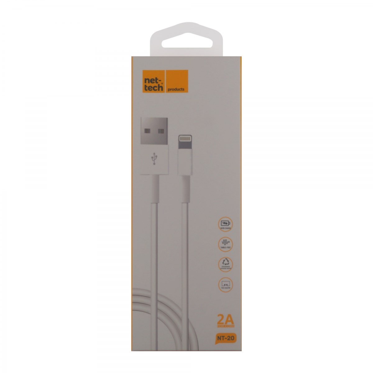 Nettech NT-20 Plastik 100 Cm Lightning Data Kablo (Beyaz) NT-6511