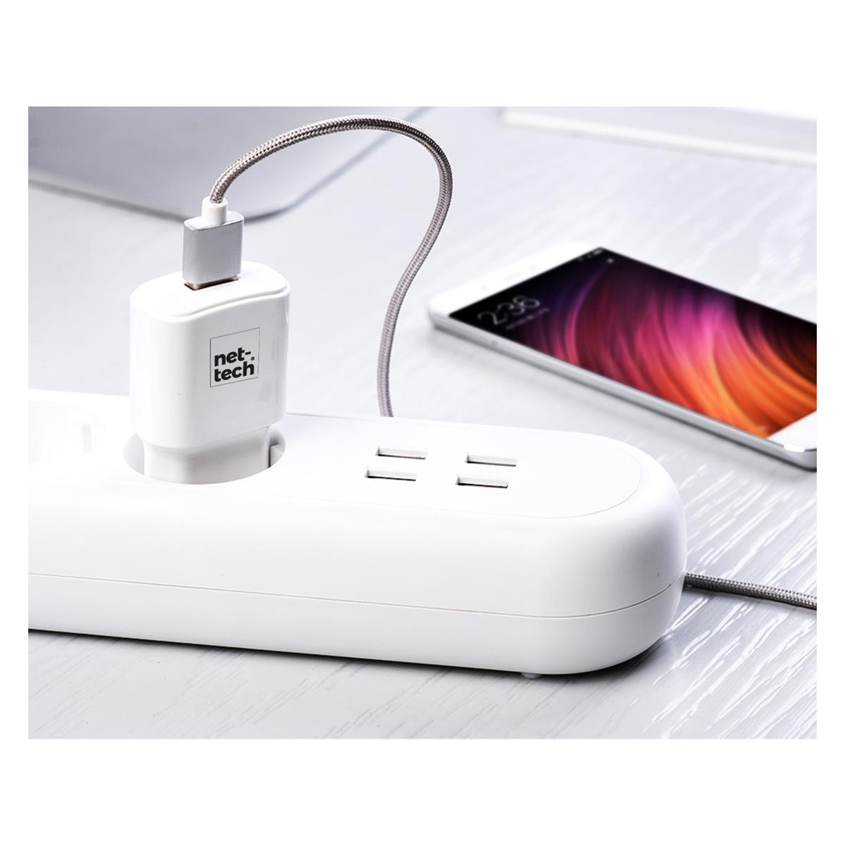 Nettech NT-HCH02 1 Çıkışlı 2100 mAh Type-C Kablo + Şarj Aleti Kablo Dahil (Beyaz) NT-31156