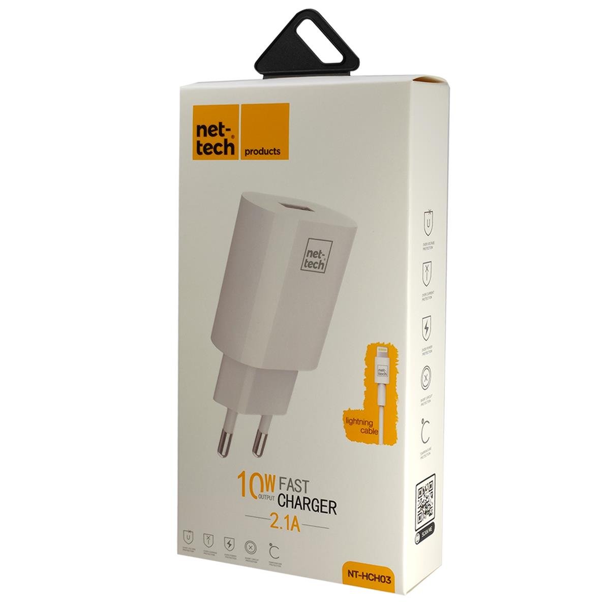 Nettech NT-HCH03 1 Çıkışlı 2400 mAh Lightning Kablo + Şarj Aleti Kablo Dahil (Beyaz) NT-31157