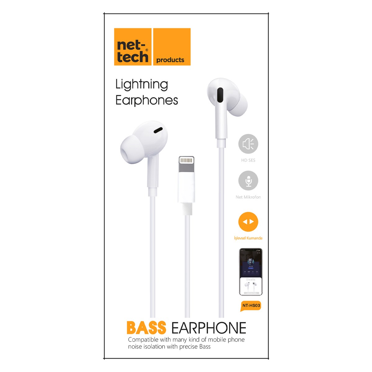 NETTECH NT-HS03 LIGHTNING GIRISLI KULAK ICI KULAKLIK NT-HS03