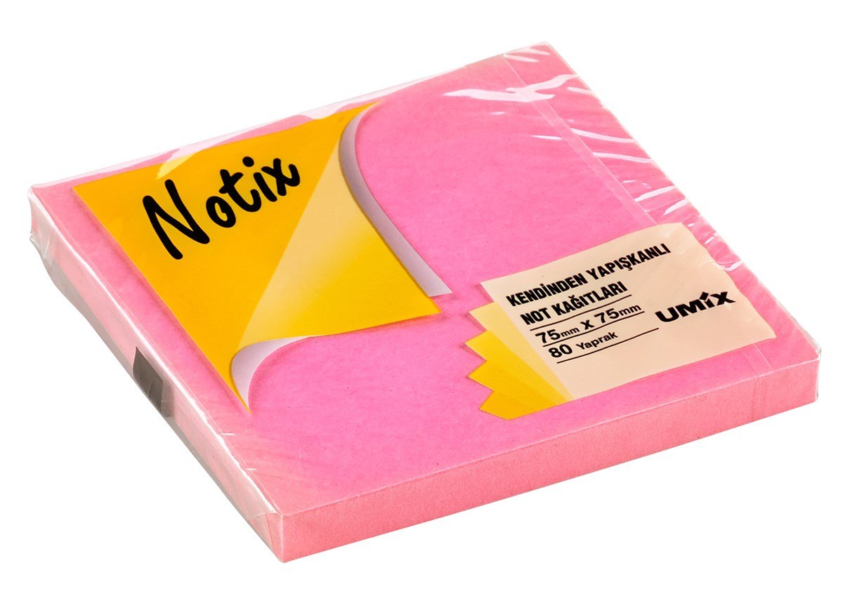 Notix Yapışkanlı Not Kağıdı 80 YP 75x75 Fosforlu Pembe N-NP-7575