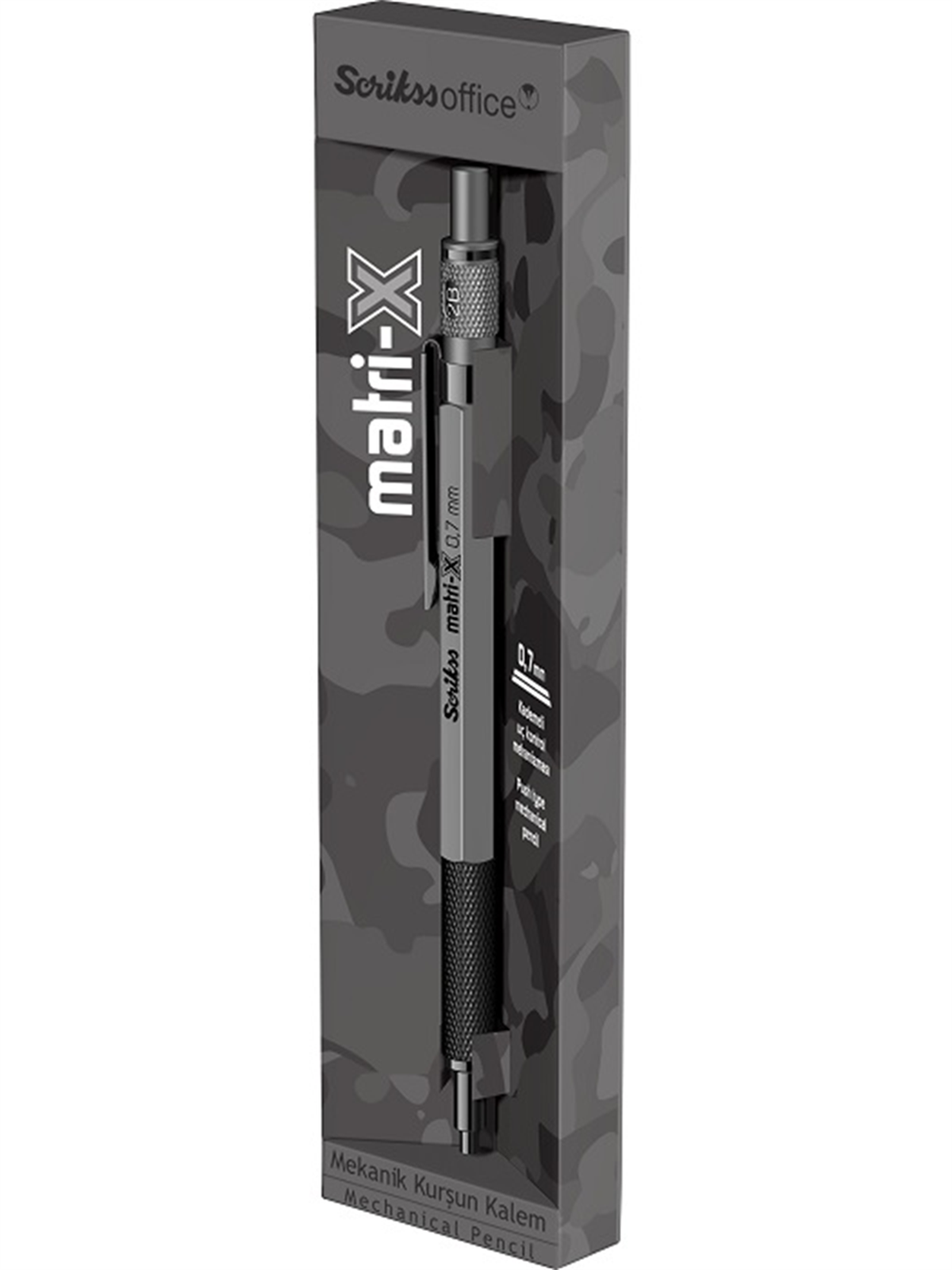 Scrikss Versatil Kalem Matri-X 0.7 MM Gri Şeffaf Ambalaj