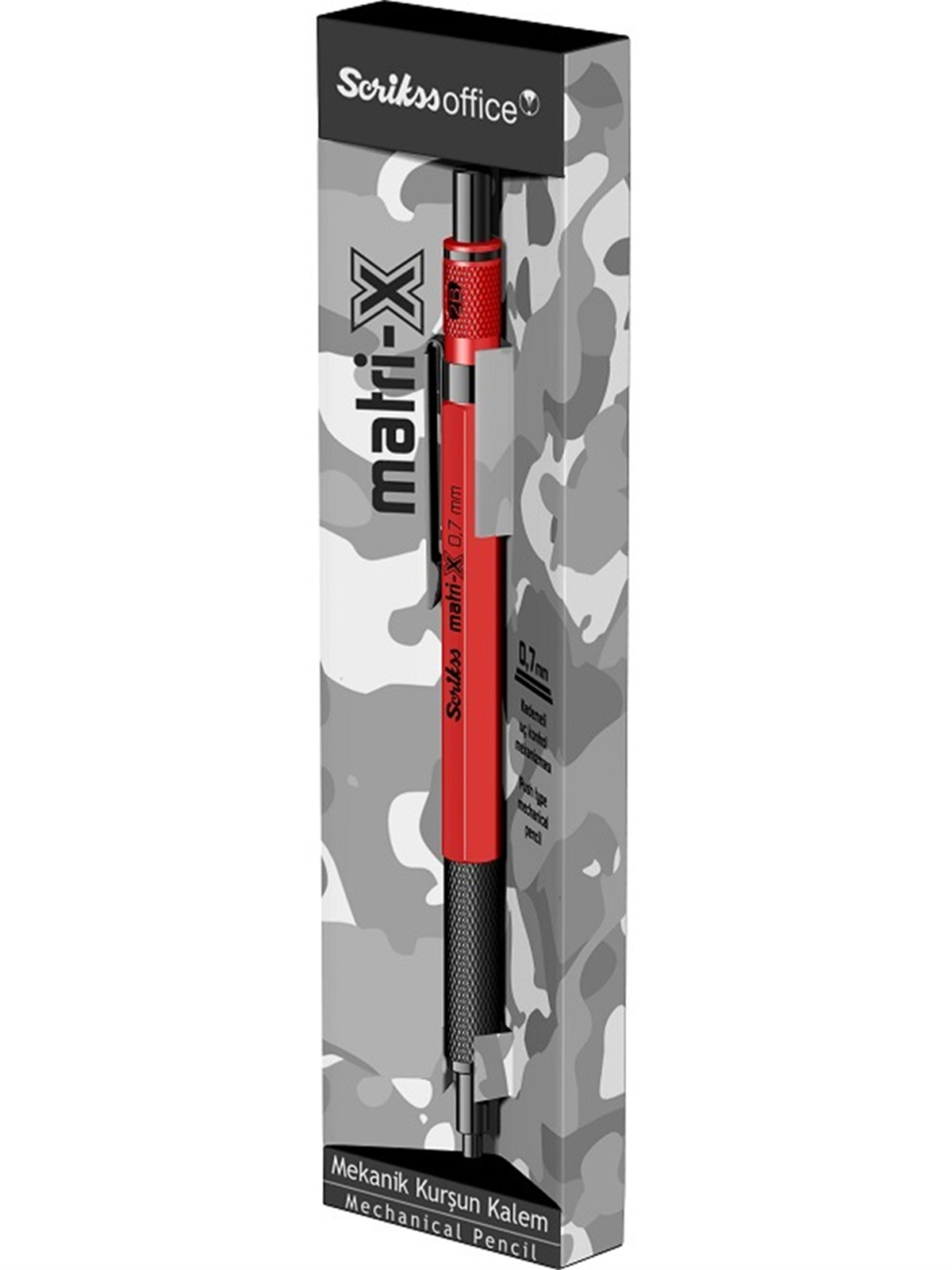 Scrikss Versatil Kalem Matri-X 0.7 MM Kırmızı Şeffaf Ambalaj