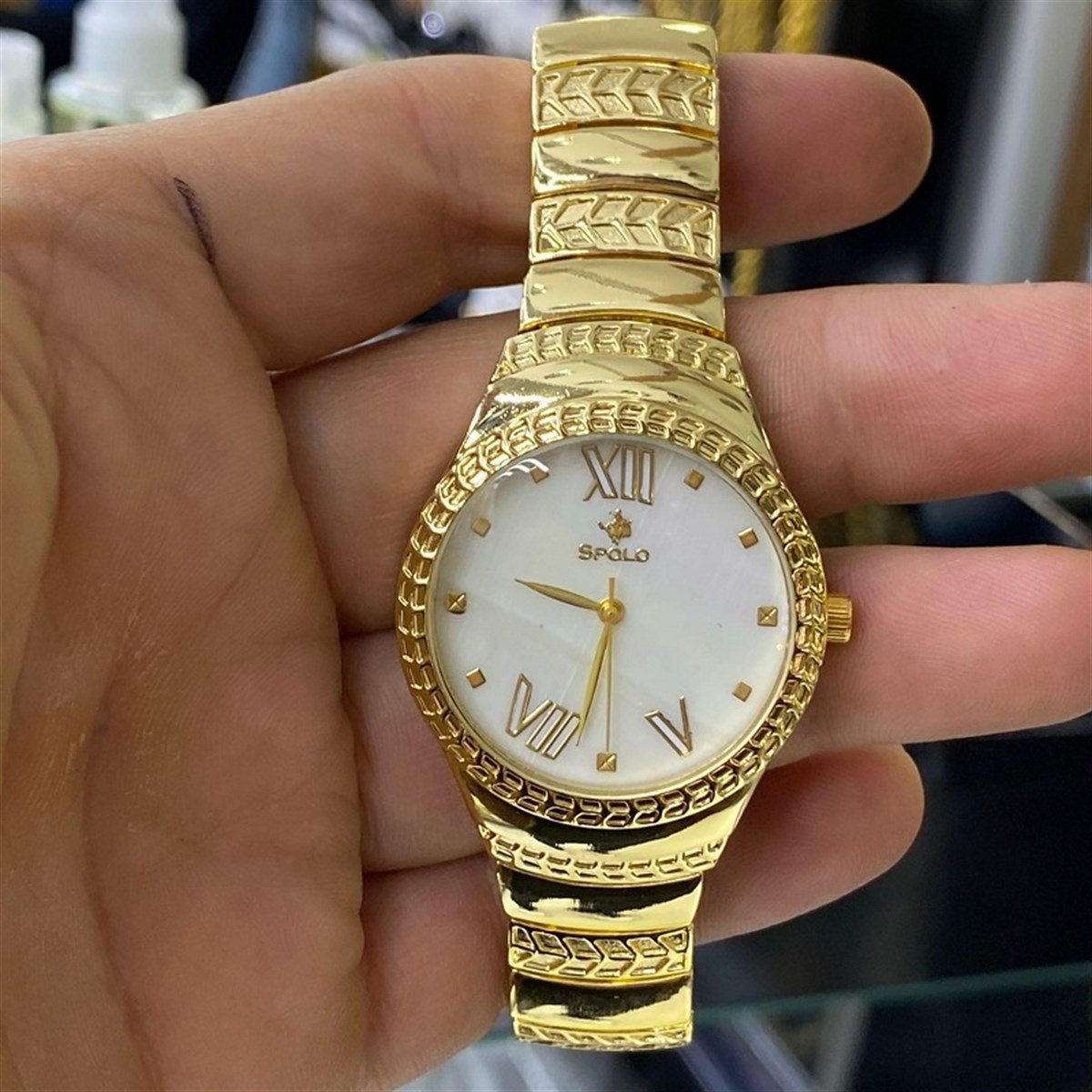 altın kaplama beyaz içli gold saat 