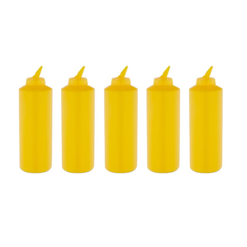 GastroPlast GPS-500 5 Adet Sarı Ayarlı Uçlu Fişek Sosluk 500 ml,,Fişek Sosluk ve Şurup Dökücüler,GastroPlast,1240365A5,Premut