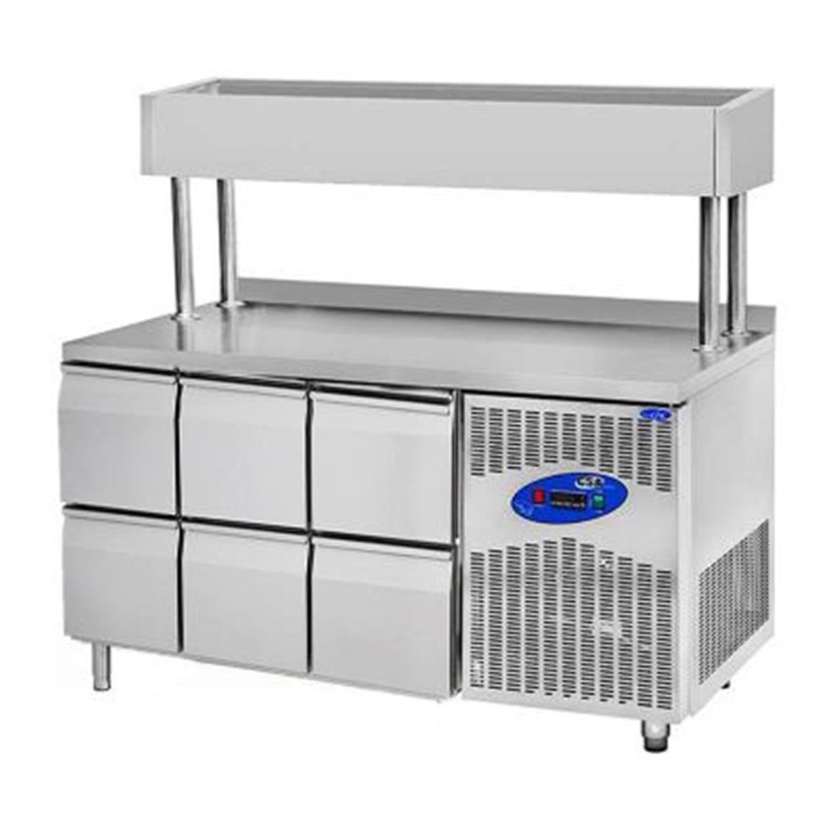 CSA CS-TEK 2-700-YM Yükseltilmiş Make Up Buzdolabı, 6 Çekmeceli, 281 L,,Endüstriyel Buzdolapları,CSA Inox,1220277,Premut