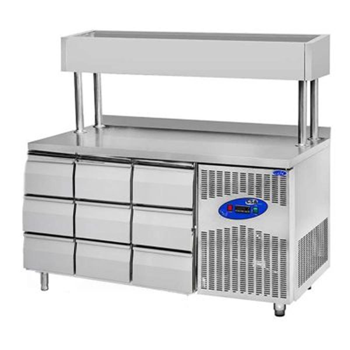 CSA CS-TEK 3-700-YM Yükseltilmiş Make Up Buzdolabı, 9 Çekmeceli, 474 L,,Endüstriyel Buzdolapları,CSA Inox,1220279,Premut